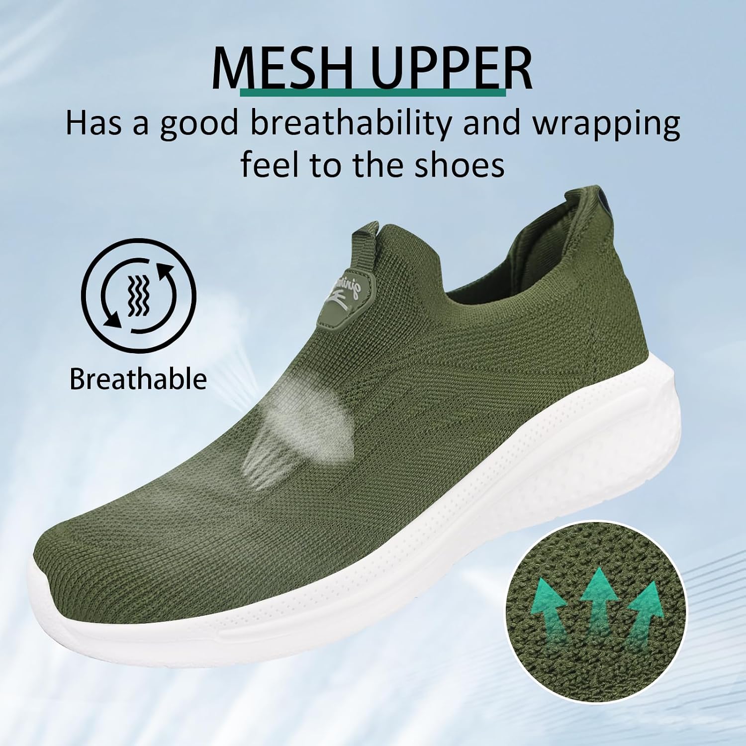 Detalle de Giniros Mens Slip On Trainers: Breathable, Lightweight All-Day Comfort for Walking and Gym