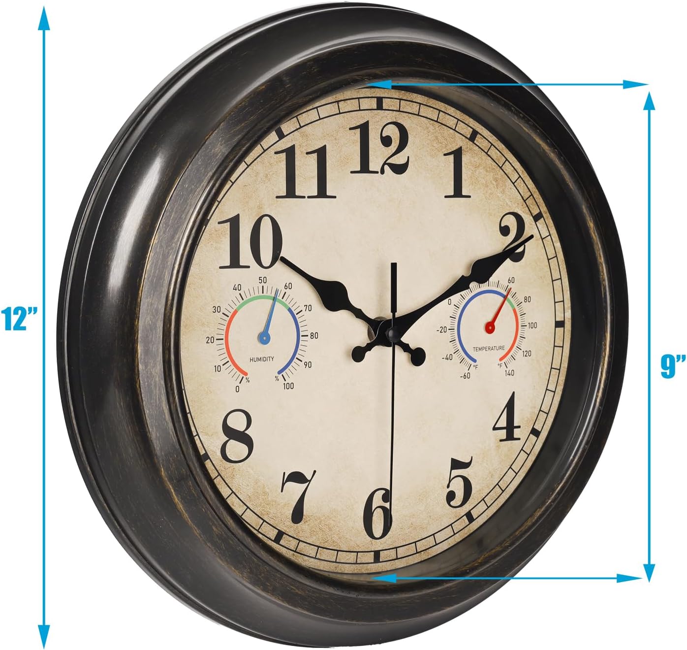 Detalle de Alarllok Outdoor12Bronze 12-Inch Outdoor Wall Clock with Thermometer