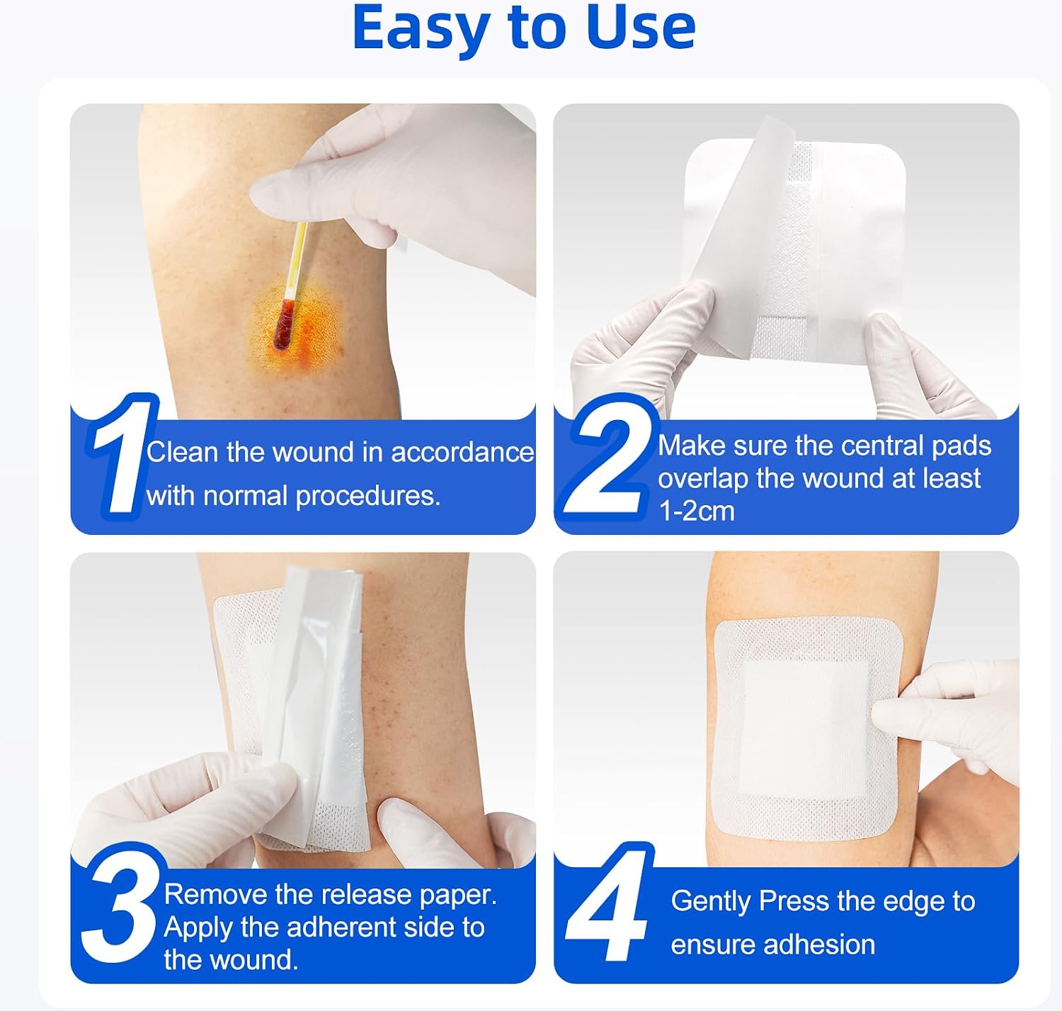 Detalle 2 de Niceful 50Pcs Adhesive Gauze Island Dressing 2"x3" (Sterile, Water-Resistant) — First Aid Wound Care Pads