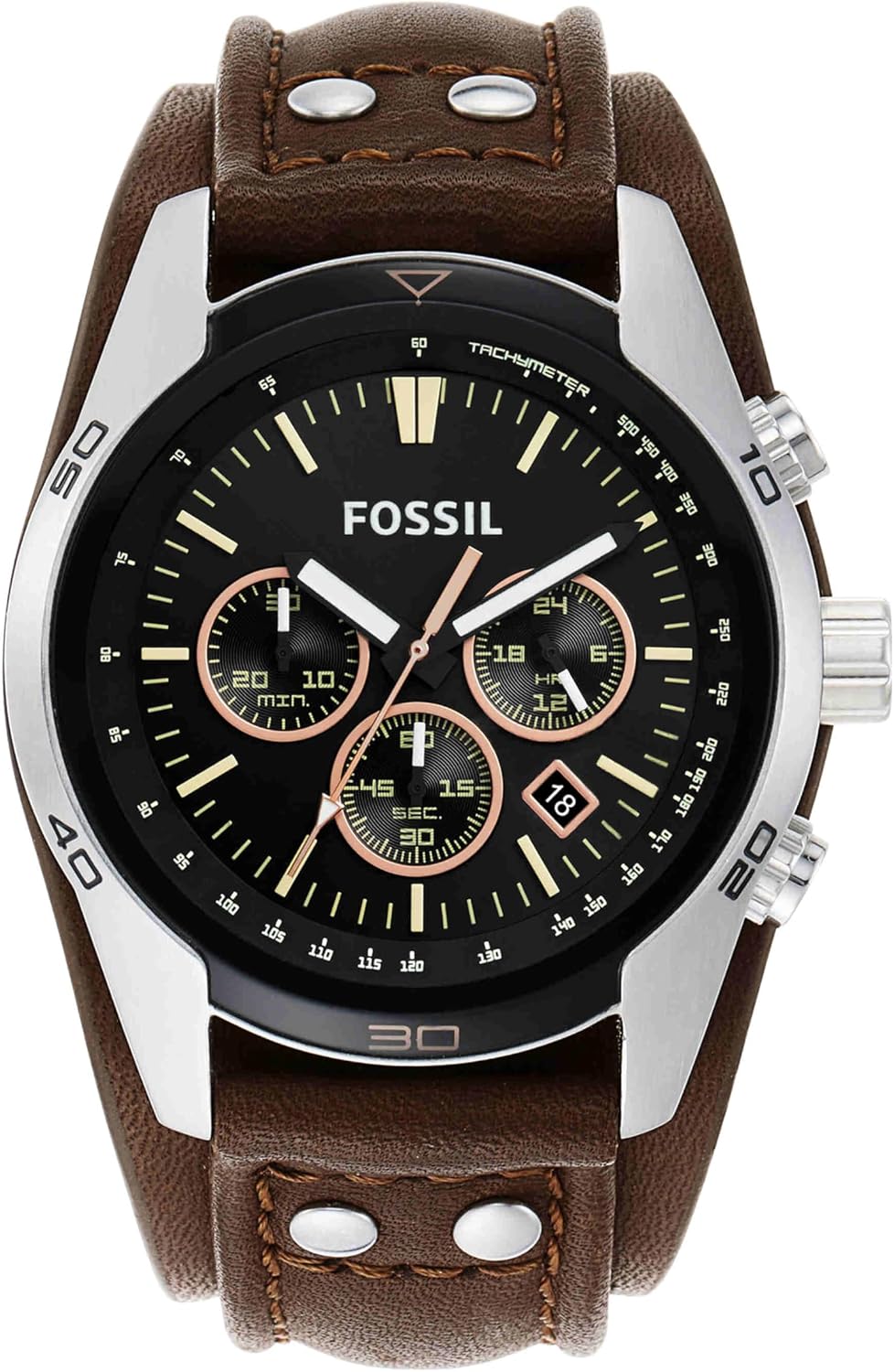 Detalle de FOSSIL Coachman Watch for Men: Quartz Chronograph Movement with Leather Strap