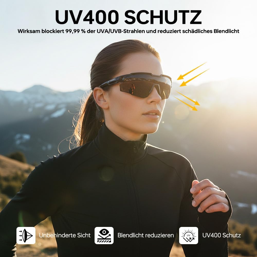 Thumbnail 1 de X-TIGER Schnelle Sportbrille für Herren & Damen mit TR90-Rahmen und UV400 polarisierte Gläsern