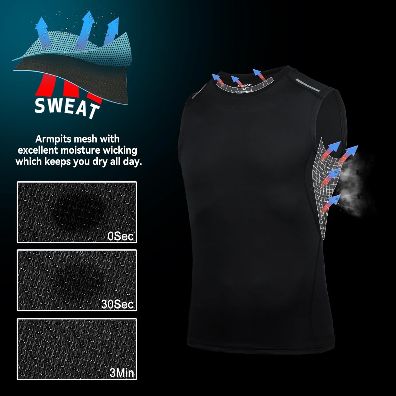 Thumbnail 5 de AMZSPORT canotta compressione da uomo per palestra e running