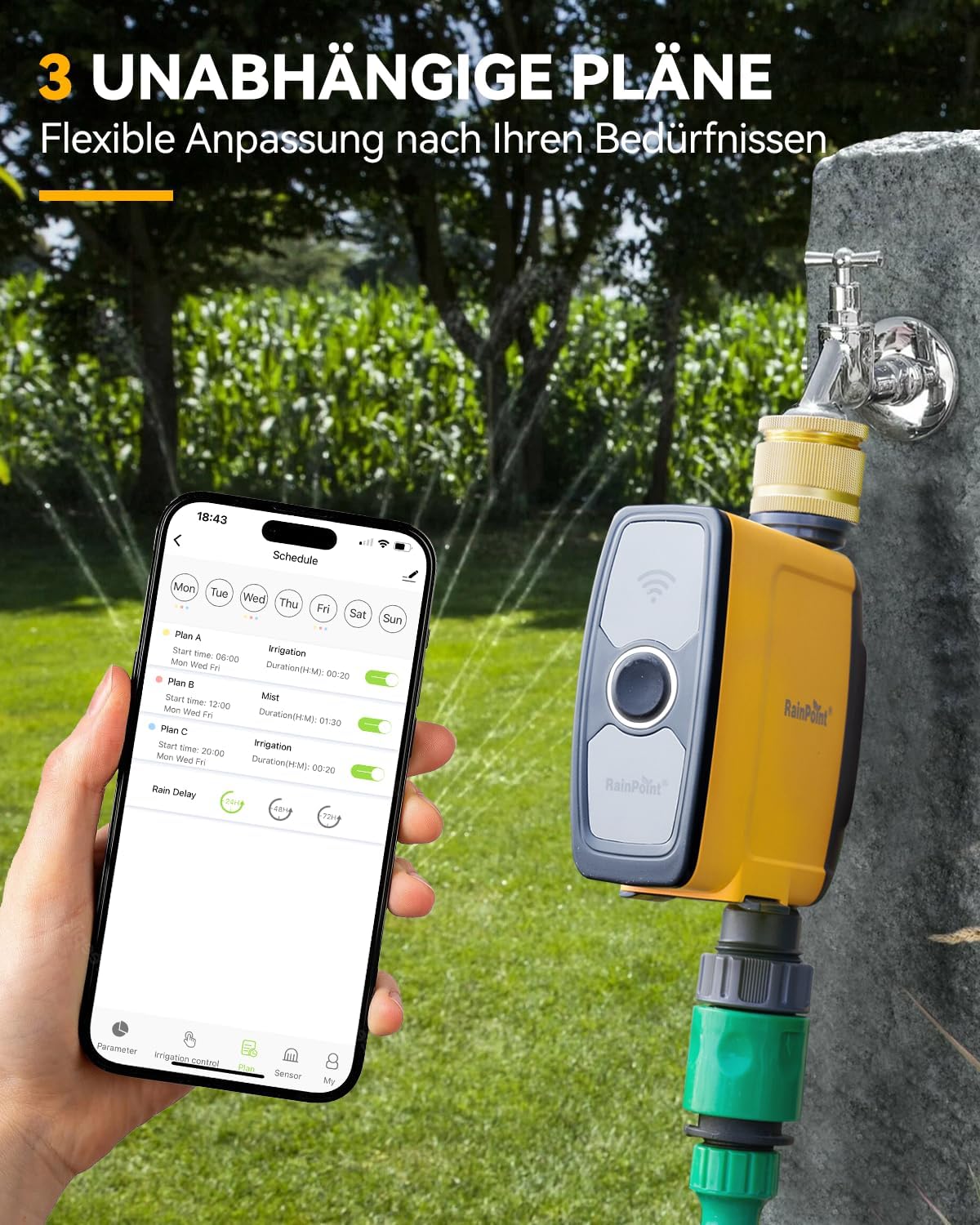 Thumbnail 2 de RAINPOINT WLAN-Bewässerungscomputer (2,4 GHz) mit Messingeinlass und App-/Sprachsteuerung