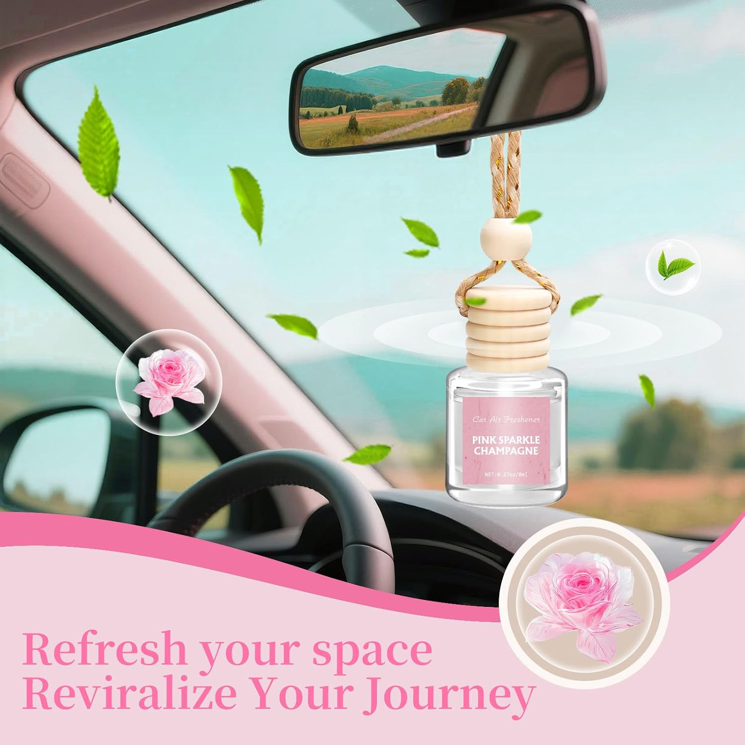 Thumbnail 6 de AROIC Car Air Freshener - Pink Sparkle Champagne Fragrance (6 Pack)
