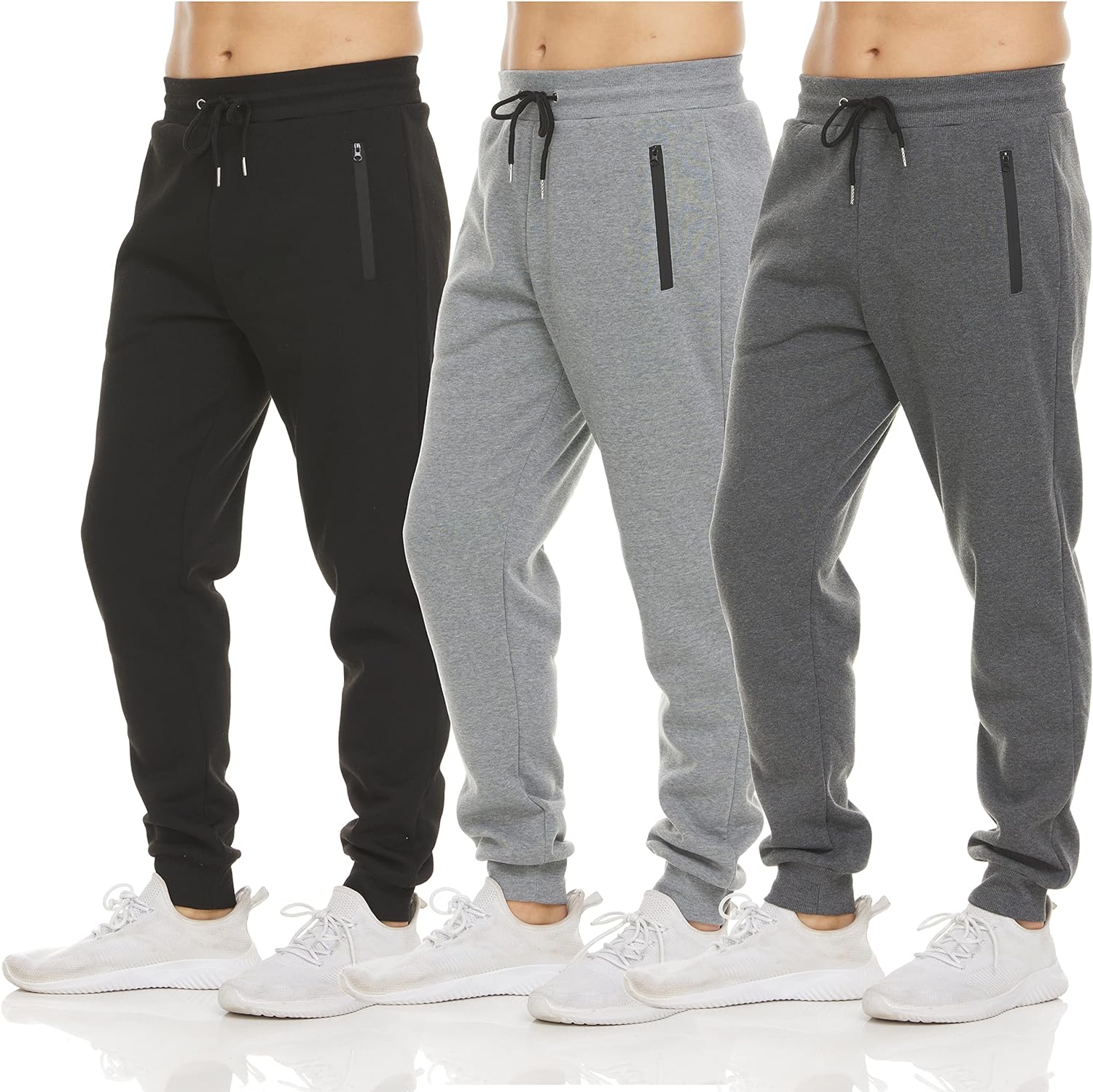 Detalle de PURE CHAMP Mens Sweatpants 3 Pack Fleece Active Joggers with Zipper Pockets