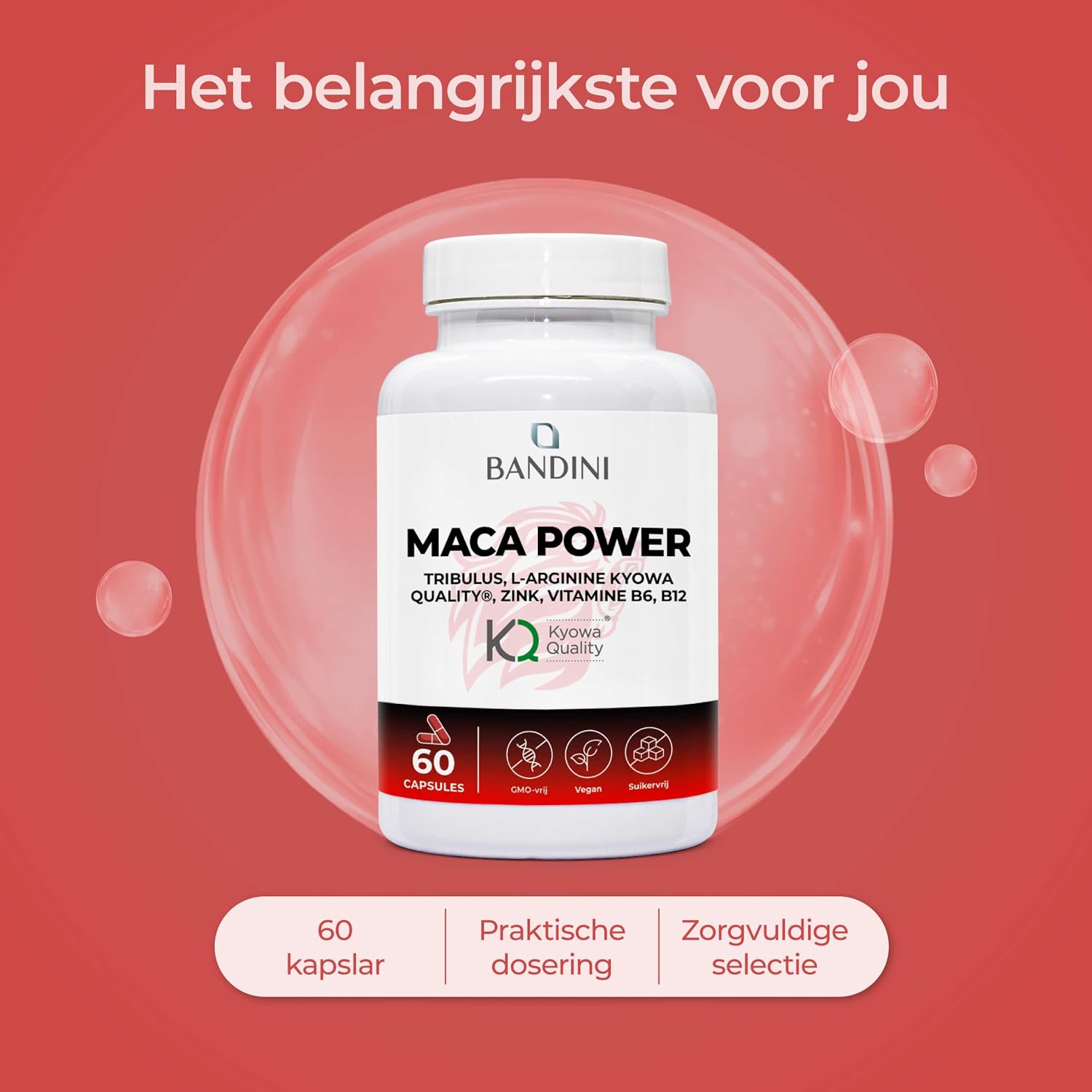 Detalle de BANDINI MACA POWER Peru supplement met maca, tribulus en 60 vegan capsules