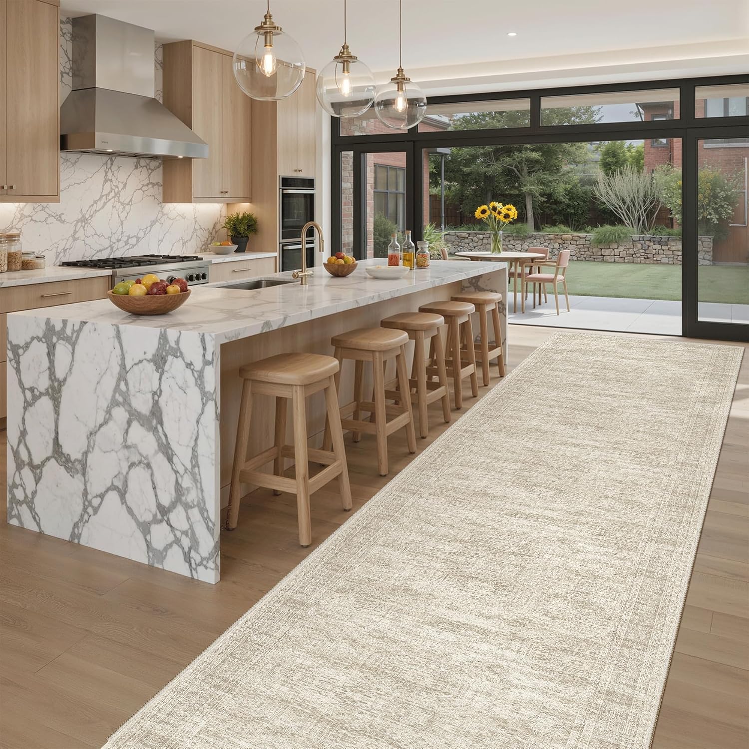 Detalle de Soalmost 3' x 18' Washable Runner Rug with Low Pile and Non-Slip TPR Backing