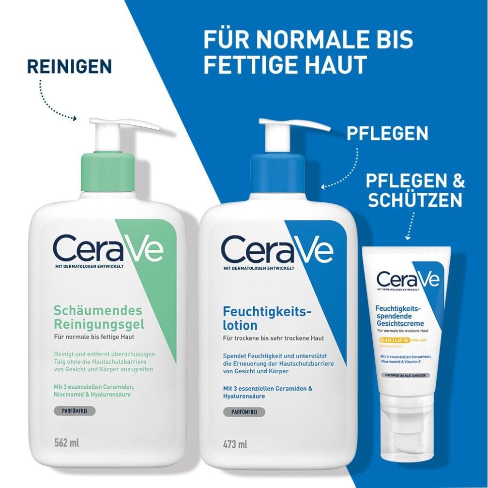 Detalle 2 de CeraVe Schäumendes Reinigungsgel für Gesicht und Körper – Normale bis fettige Haut mit Hyaluron und 3 Ceramiden