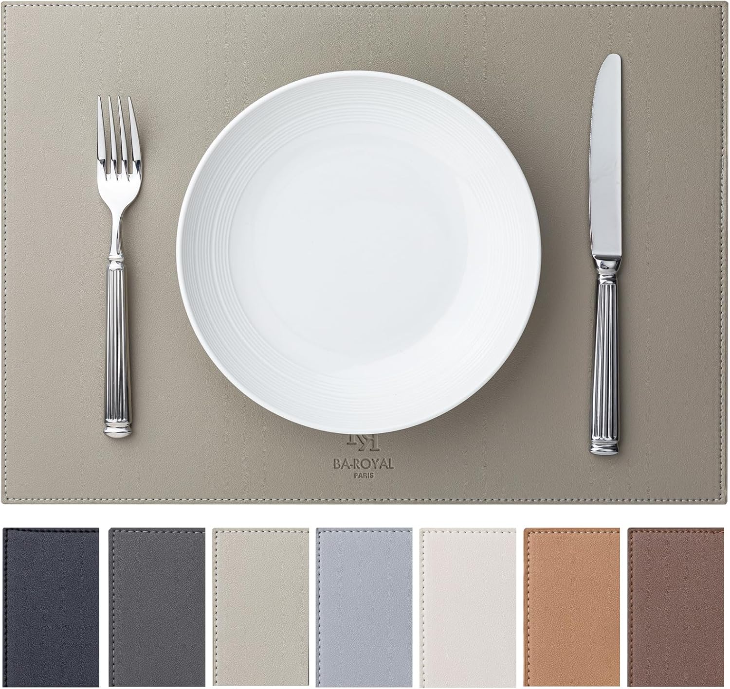 Baroyal Faux Leather Placemats (Set of 6) — Vinyl, Washable, Heat-Resistant Waterproof Table Mats