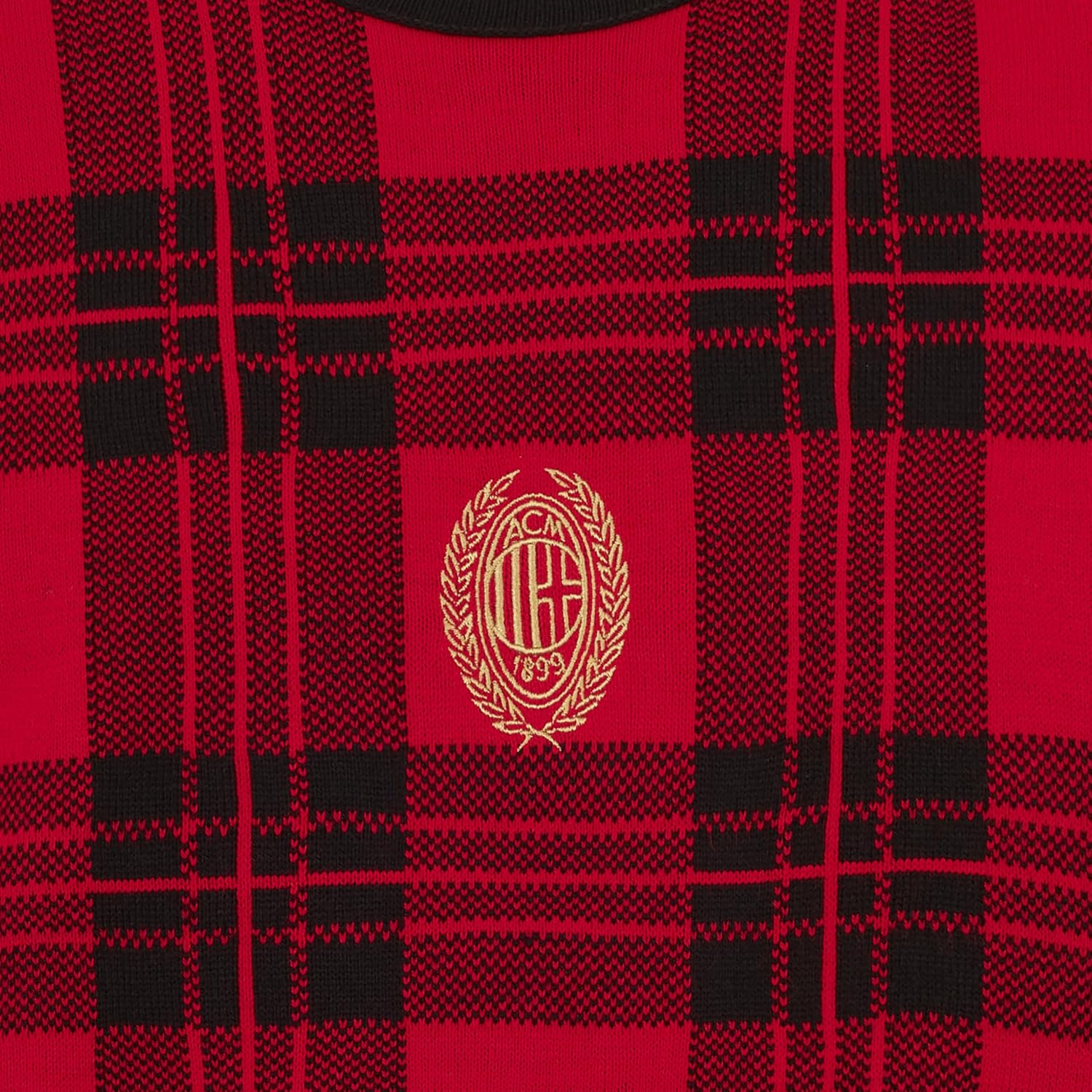 Detalle de AC Milan świąteczny sweter bożonarodzeniowy w czerwono-czarnej kolorystyce