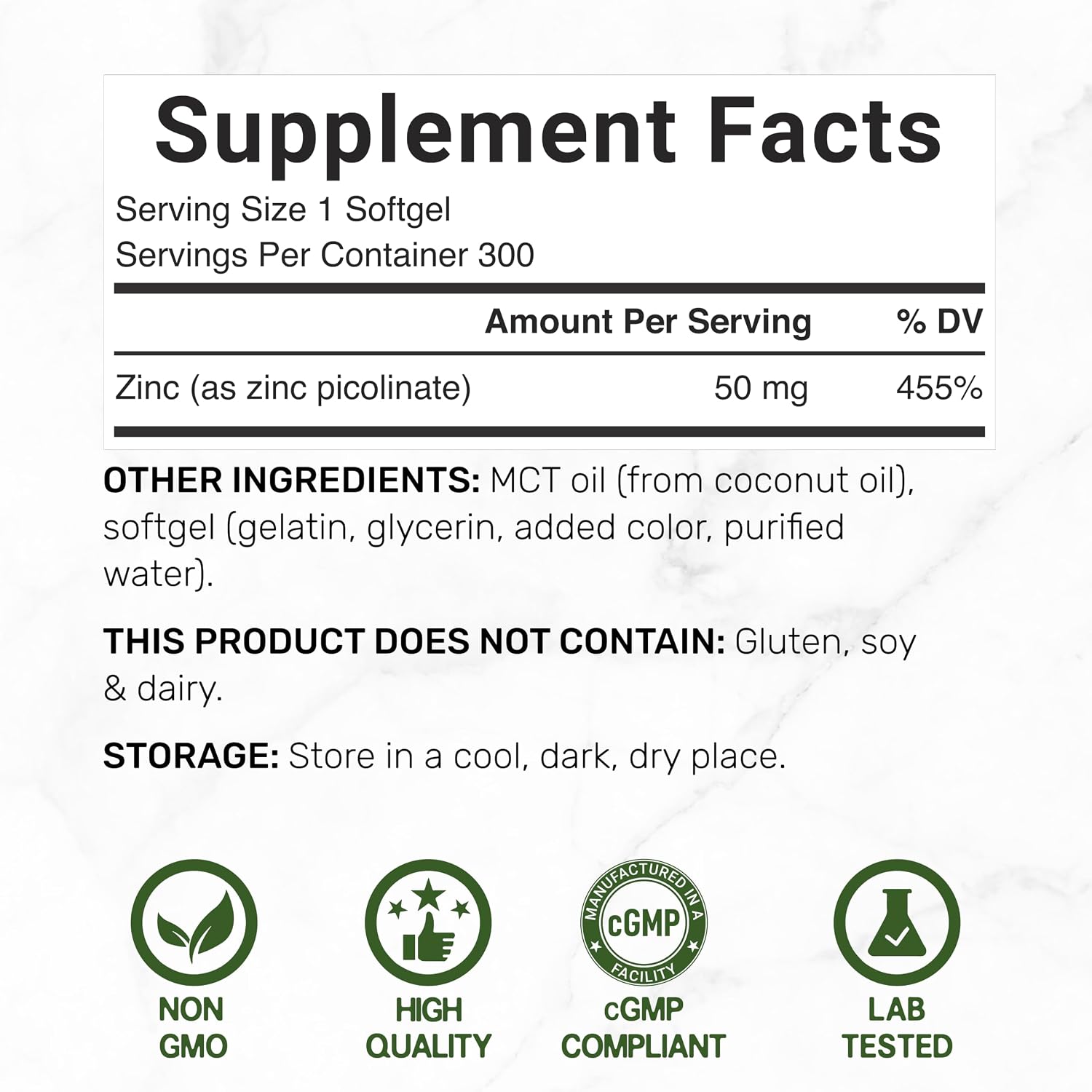 Detalle 2 de Zinc Picolinate Supplement 50 mg