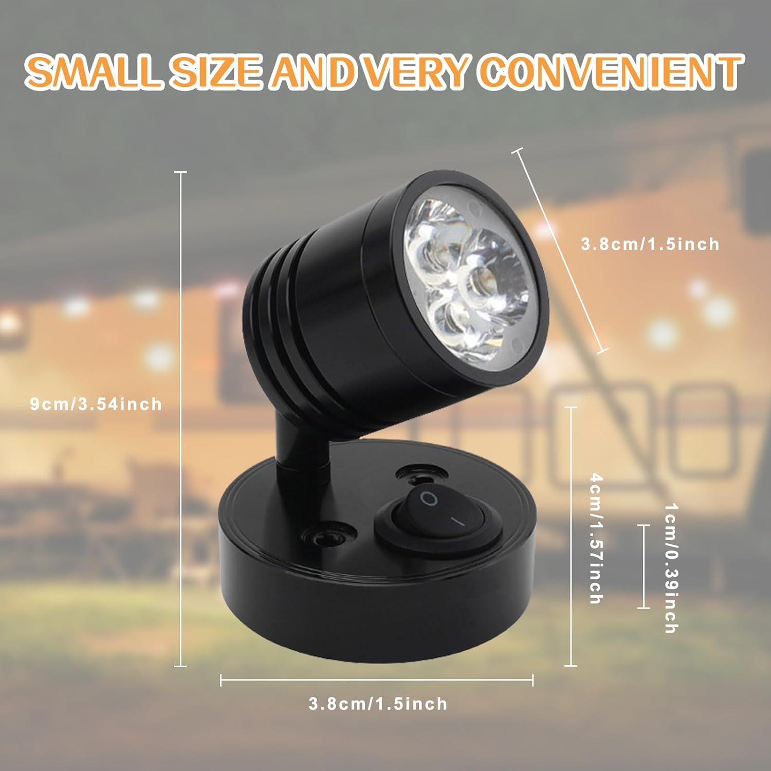Detalle de ICOUVA 12V LED Spot Reading Light (2-Pack) – Warm White, Wall Mounted, 360° Rotatable for Camper Van, RVs, Boats