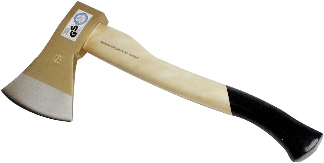 Detalle de Mannesmann M76530 Hatchet, 600g High-Carbon Steel Head, Curved Wooden Handle