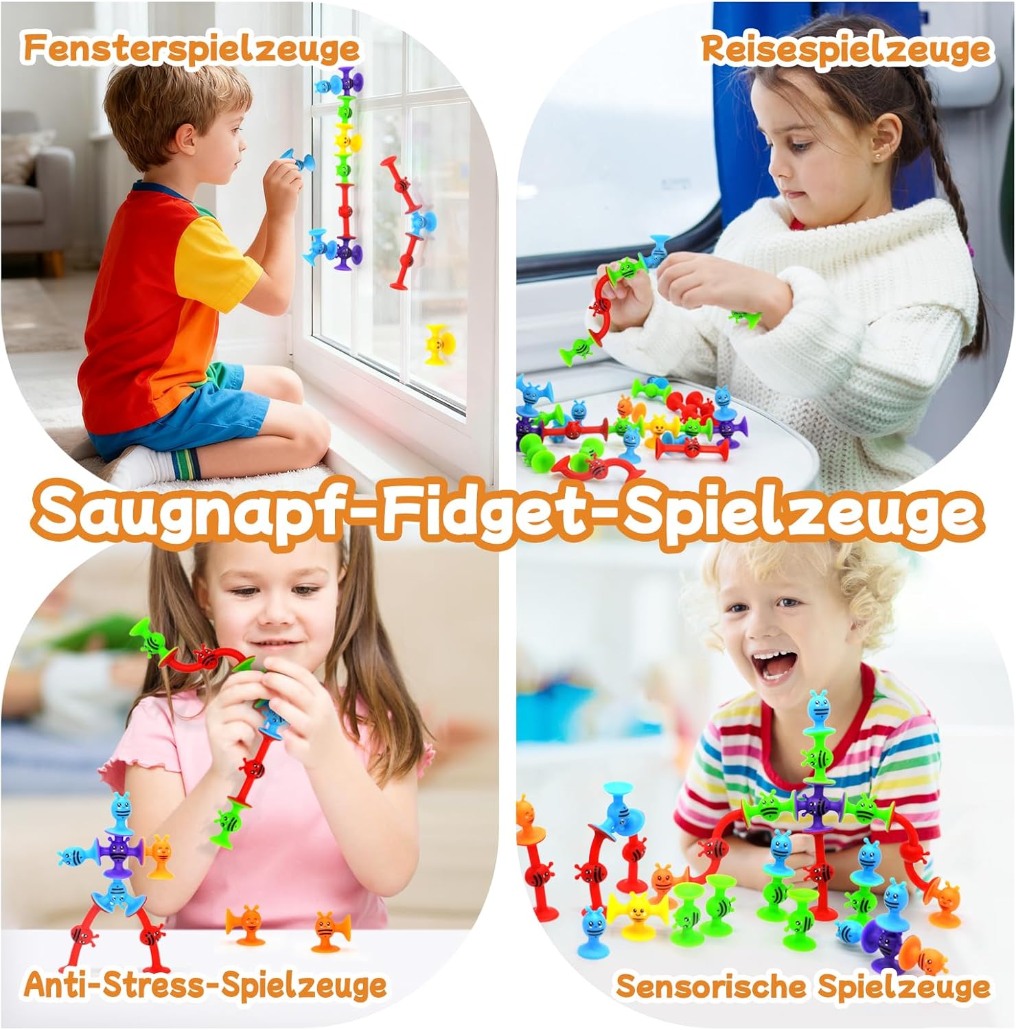 Detalle de ECHOCUBE Saugspielzeug – 28 Saugnapf-Badespielzeuge für Sensorik, Stressabbau und kreatives Lernen ab 3 Jahren