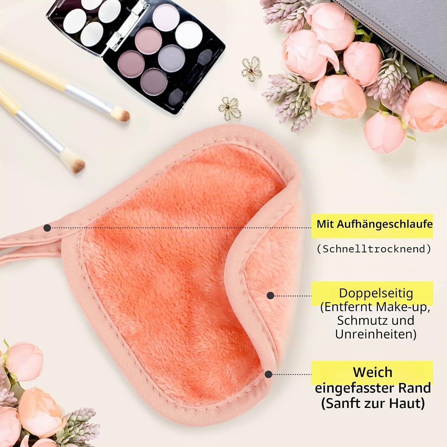 Detalle 2 de HOMEXCEL Mikrofaser-Abschminktuch Rosa – Wiederverwendbar, ultrasanft, 12 Stück (5 x 5 Zoll)
