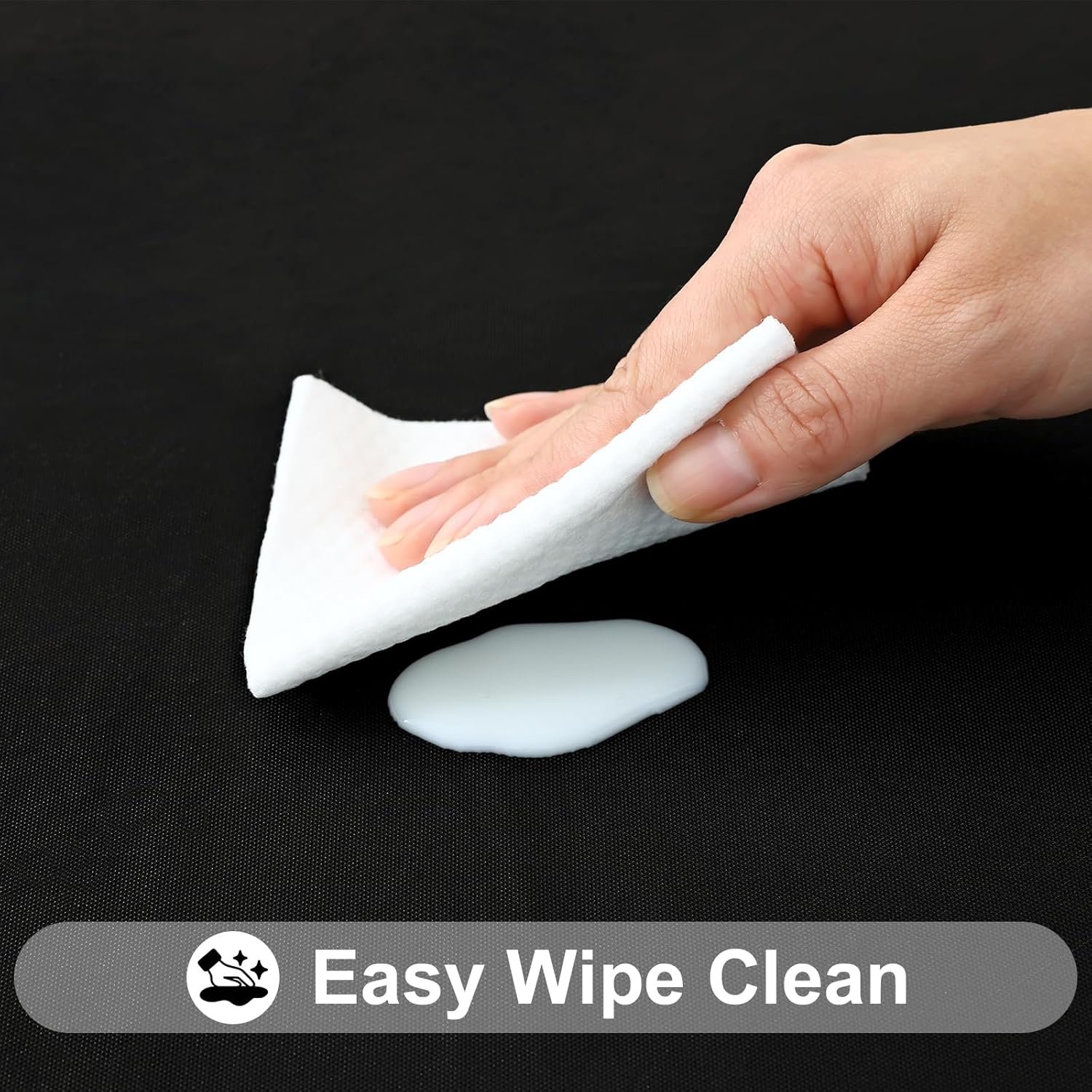 Thumbnail 5 de Smiry Rectangle Tablecloth for 6ft Folding Tables (Elastic Fitted, Flannel-Backed Vinyl, Black)