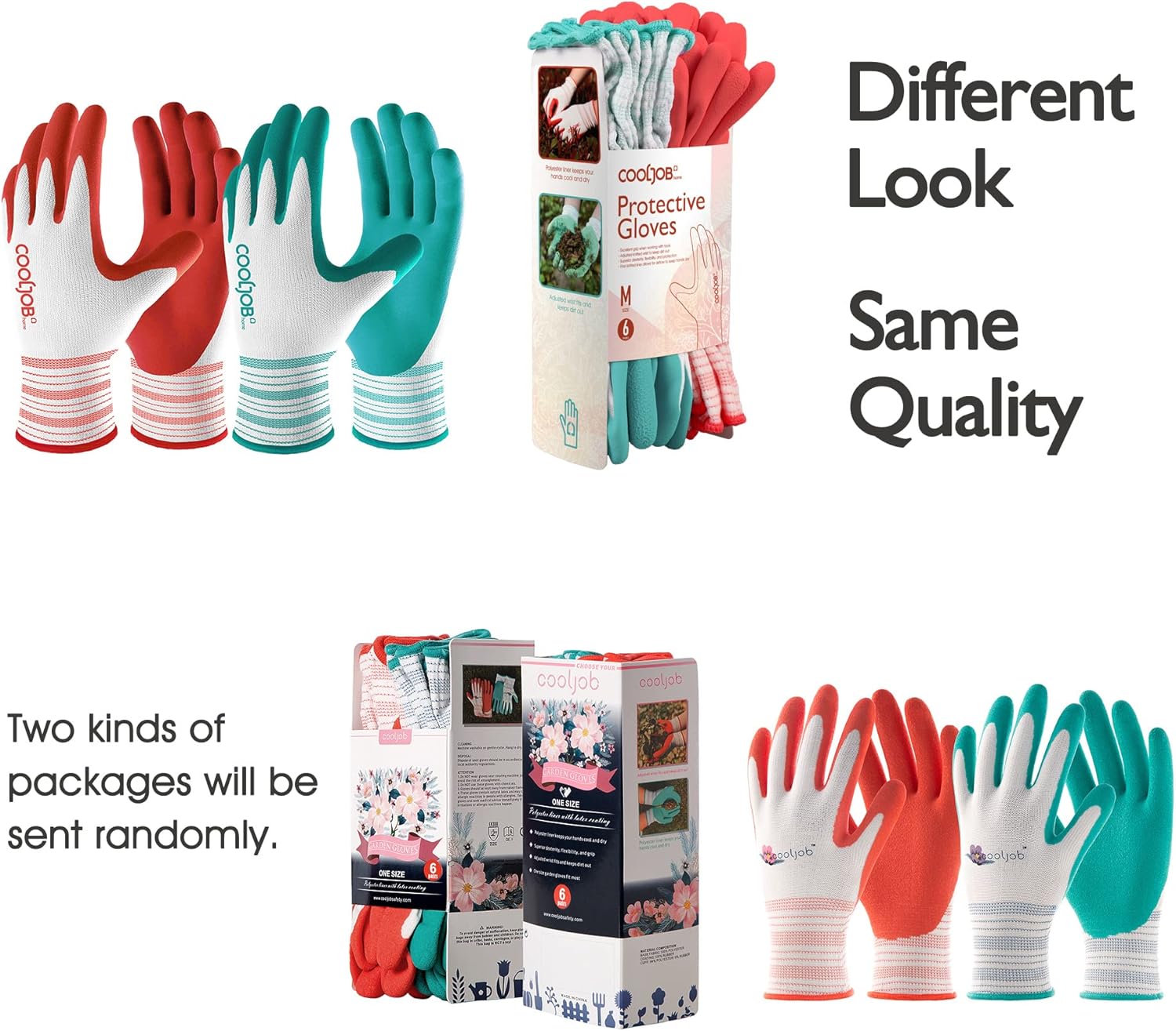 Thumbnail 1 de COOLJOB Women’s Gardening Gloves – 6 Pairs (Medium, Red & Green)