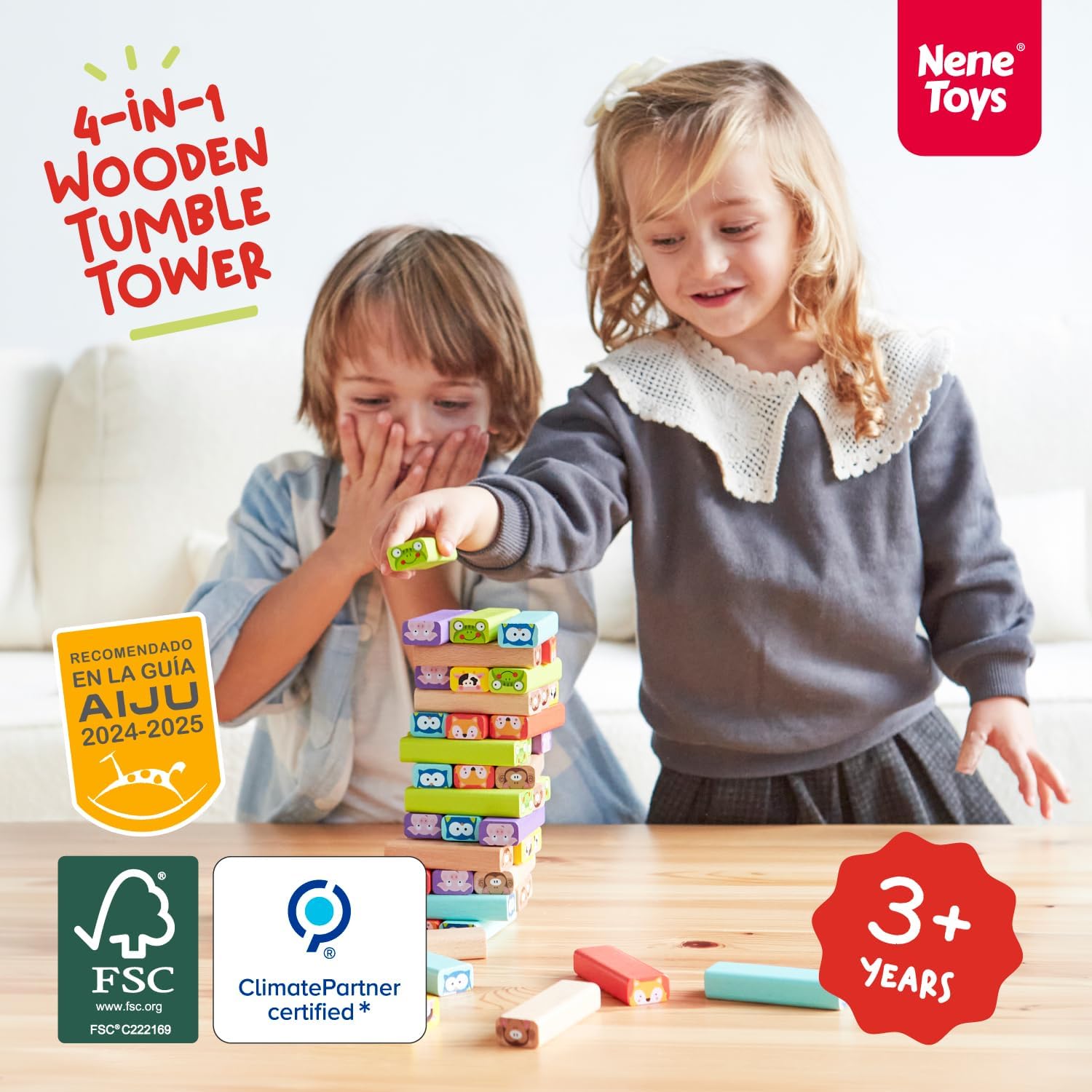 Detalle 2 de Nene Toys Wooden Tumble Tower Game