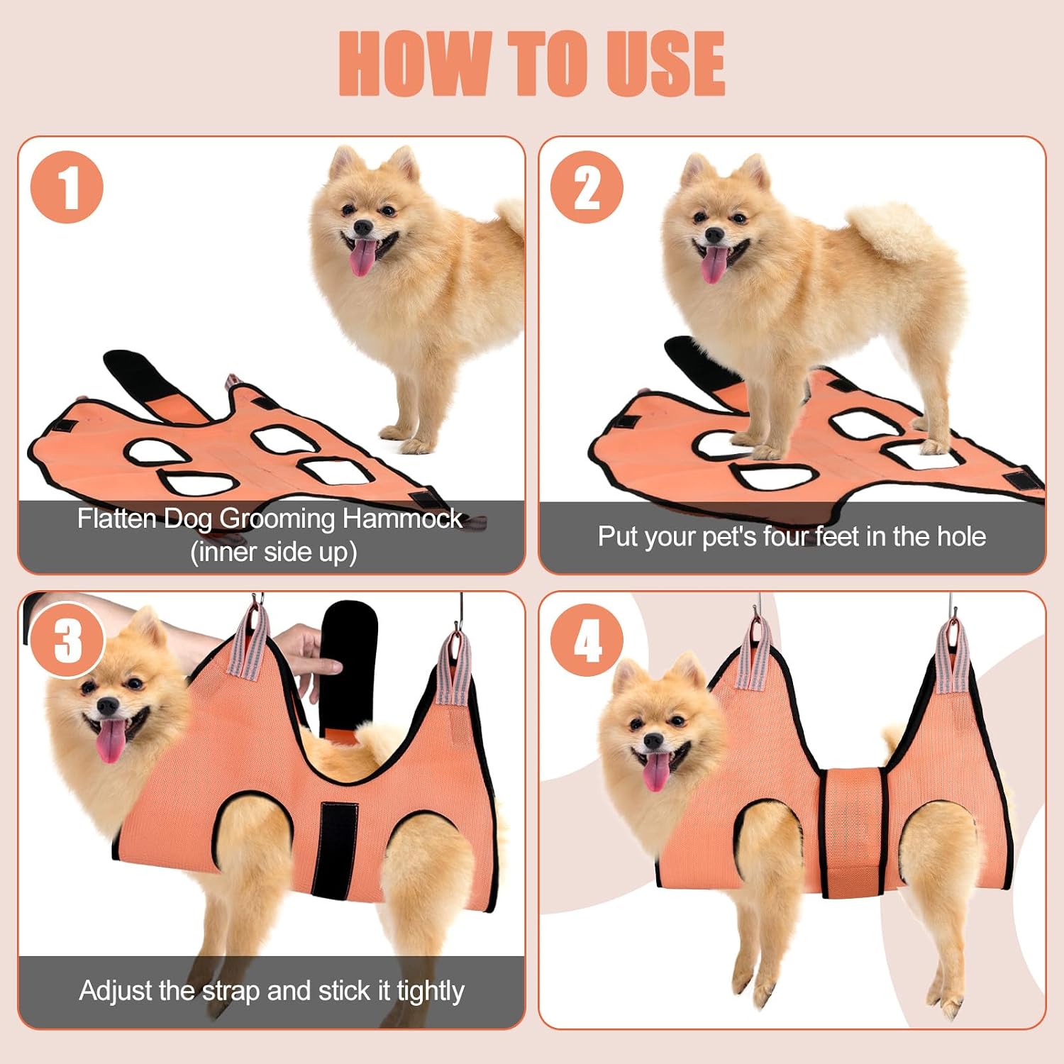 Detalle 2 de Dricar Dog Grooming Hammock (Pink, M) for Small–Medium Dogs – breathable mesh restraint for nail trimming and more