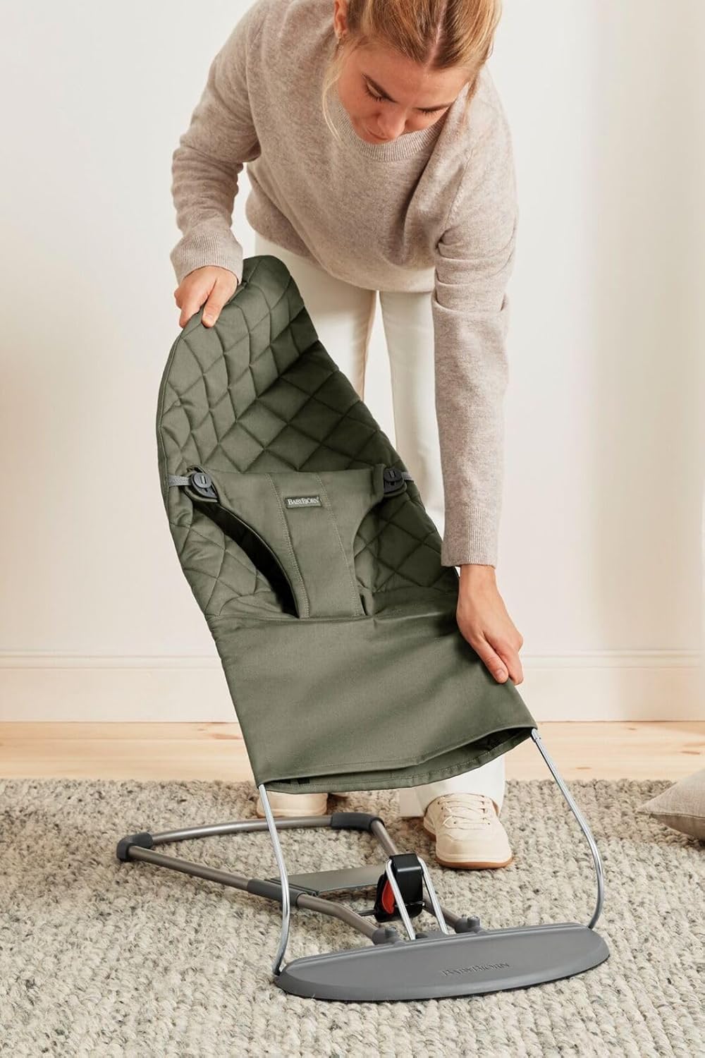 Thumbnail 5 de BabyBjörn Babywippe Bliss Gewebe Dunkelgrün – Ergonomische Wippe für 3,5–13 kg