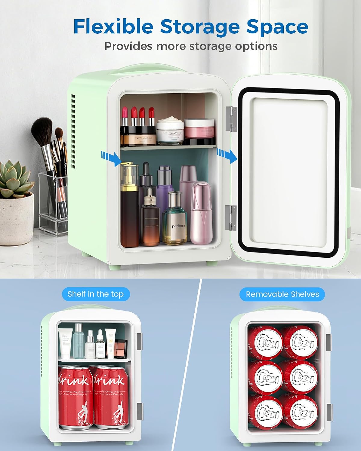 Thumbnail 4 de Electactic LY2504L2 4L Mini Fridge for Skincare, AC/DC, Green