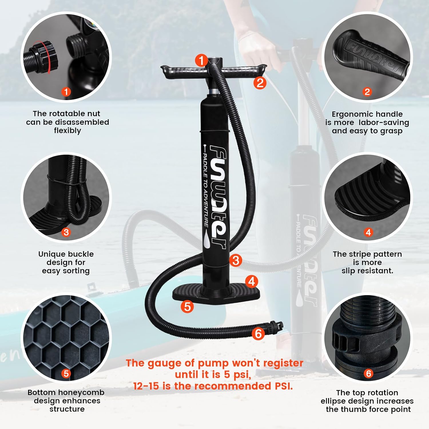Detalle 2 de FunWater Inflatable Stand Up Paddle Board (11'6", 11', 10'6") with Premium Accessories