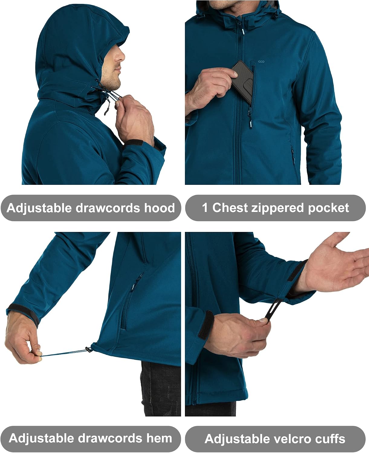 Detalle de 33,000ft Softshelljacke Herren – wasserdicht, winddicht, mit Fleece-Futter für Winter & Outdoor