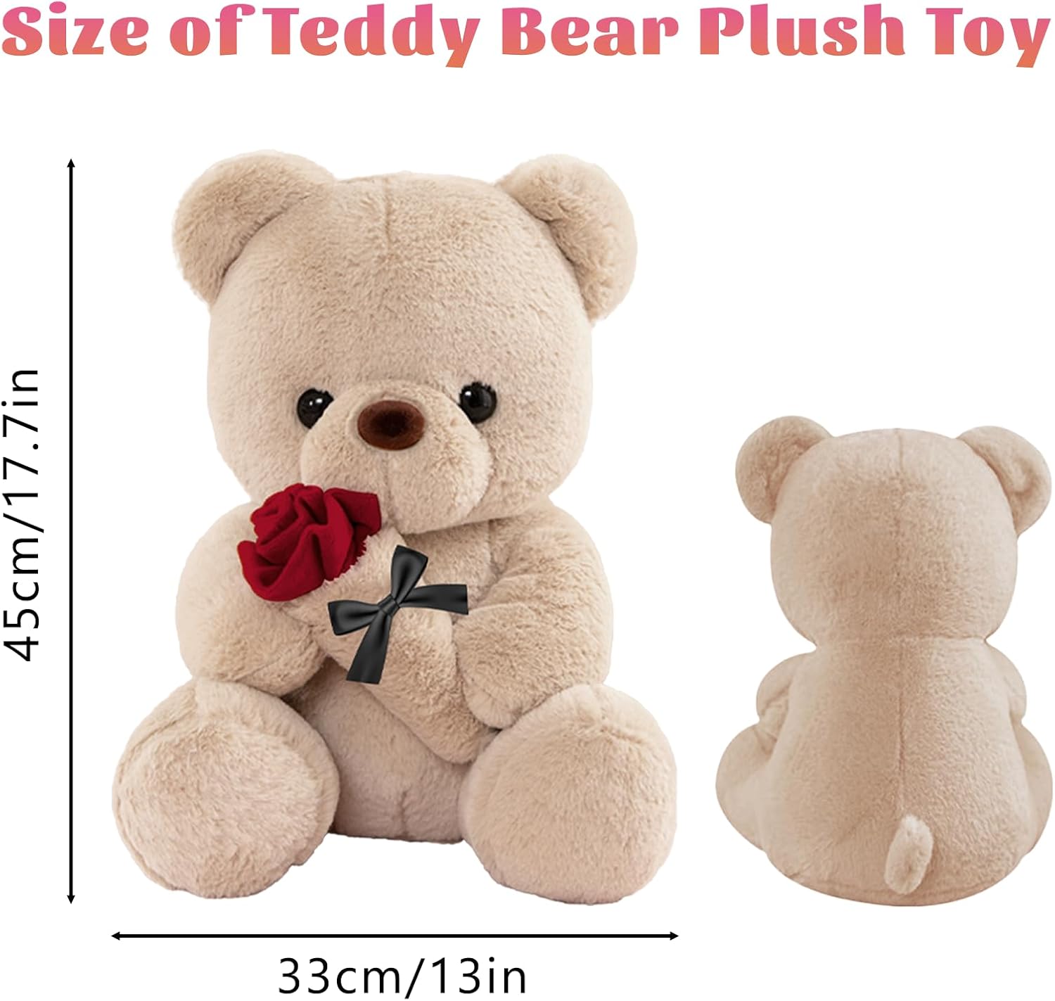 Detalle de LIHIQIYA Ours en Peluche avec Rose — 45 cm, cadeau romantique et doux compagnon