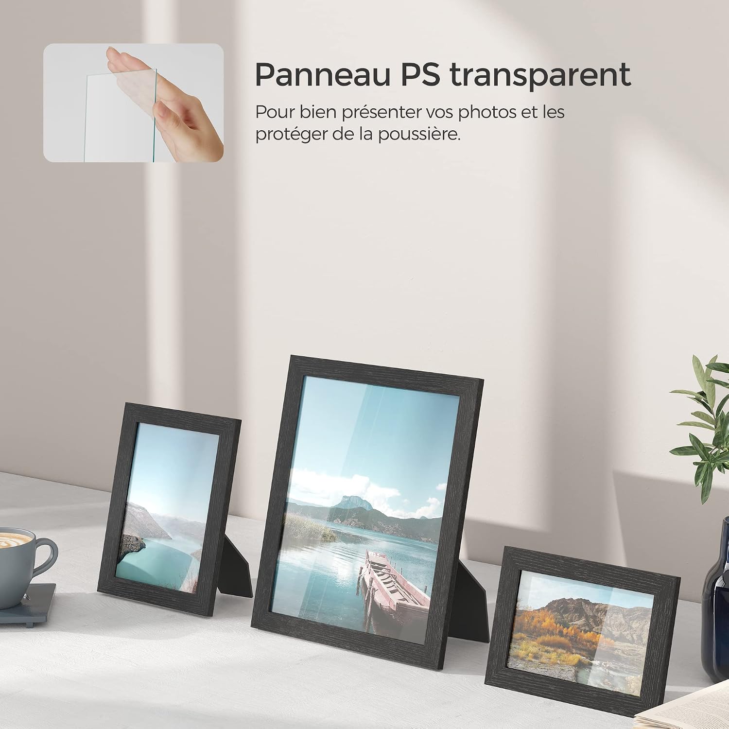 Detalle de SONGMICS cadres photo noir d’encre RPF310H – lot de 10 (20 x 25 cm, 13 x 18 cm, 10 x 15 cm) en MDF