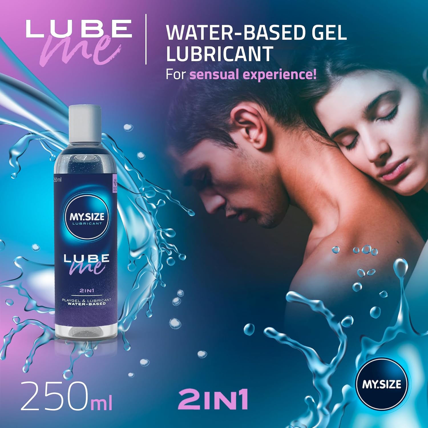 Thumbnail 1 de MY.SIZE Lube Me Premium 2in1 Lubricant 250 ml – Odourless, water-based not for polyurethane condoms