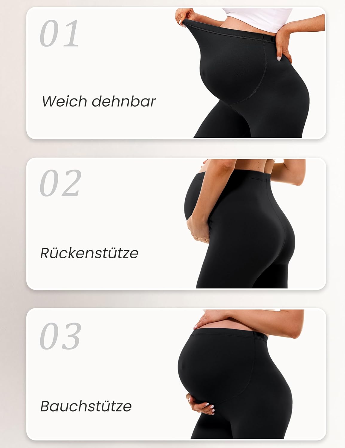 Thumbnail 5 de BAYDI Creamlush Umstandshose Kurz – Schwangerschaftsleggings 13 cm mit verstellbarem Bund, atmungsaktiv