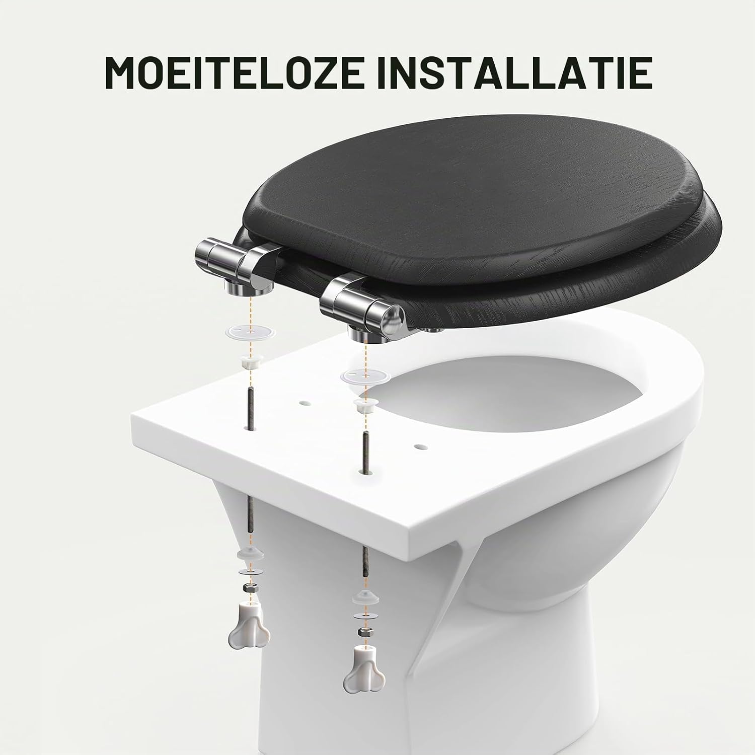 Detalle 2 de Pipishell PIBTC06 wc-bril met softclose, snelsluiting en zwart MDF