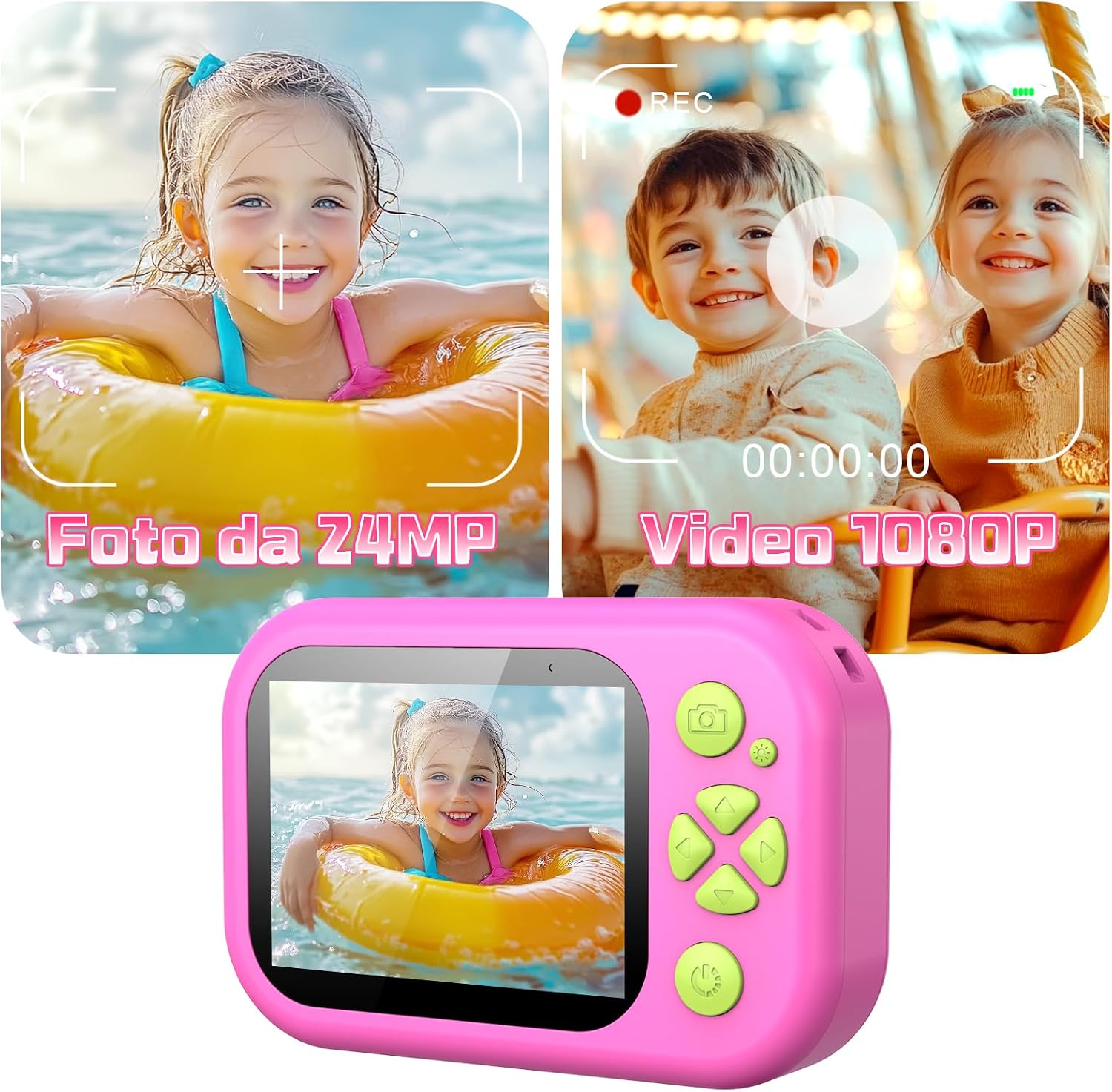 Detalle de CHAKEYAKE Fotografica Bambini 1080P IP67, 32GB – Fotocamera subacquea per piscine e mare