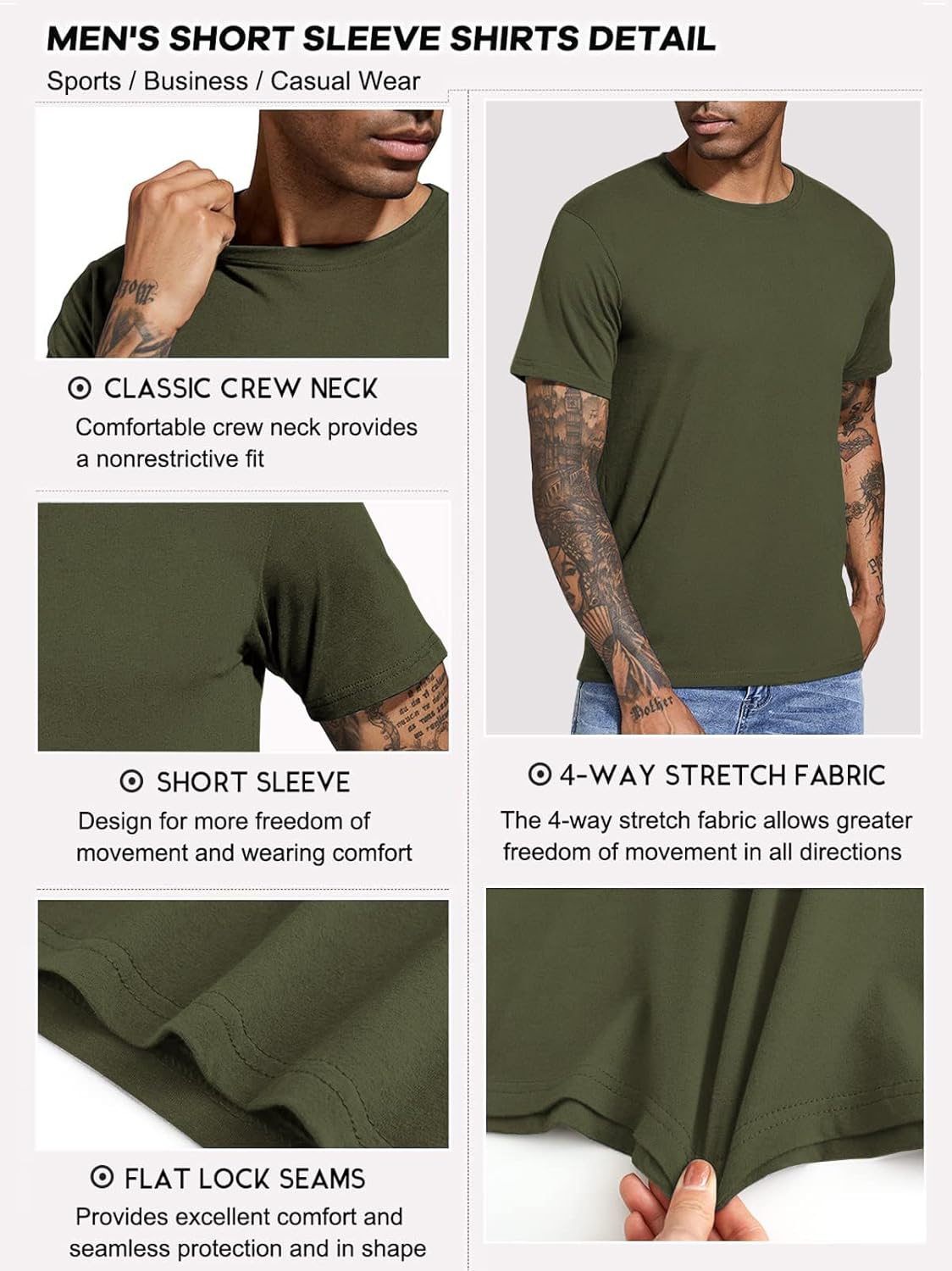 Thumbnail 4 de Boyzn Herren 3- oder 4er Pack Baumwolle T-Shirts – Kurzarm/Langarm, Rundhals, Gym & Freizeit