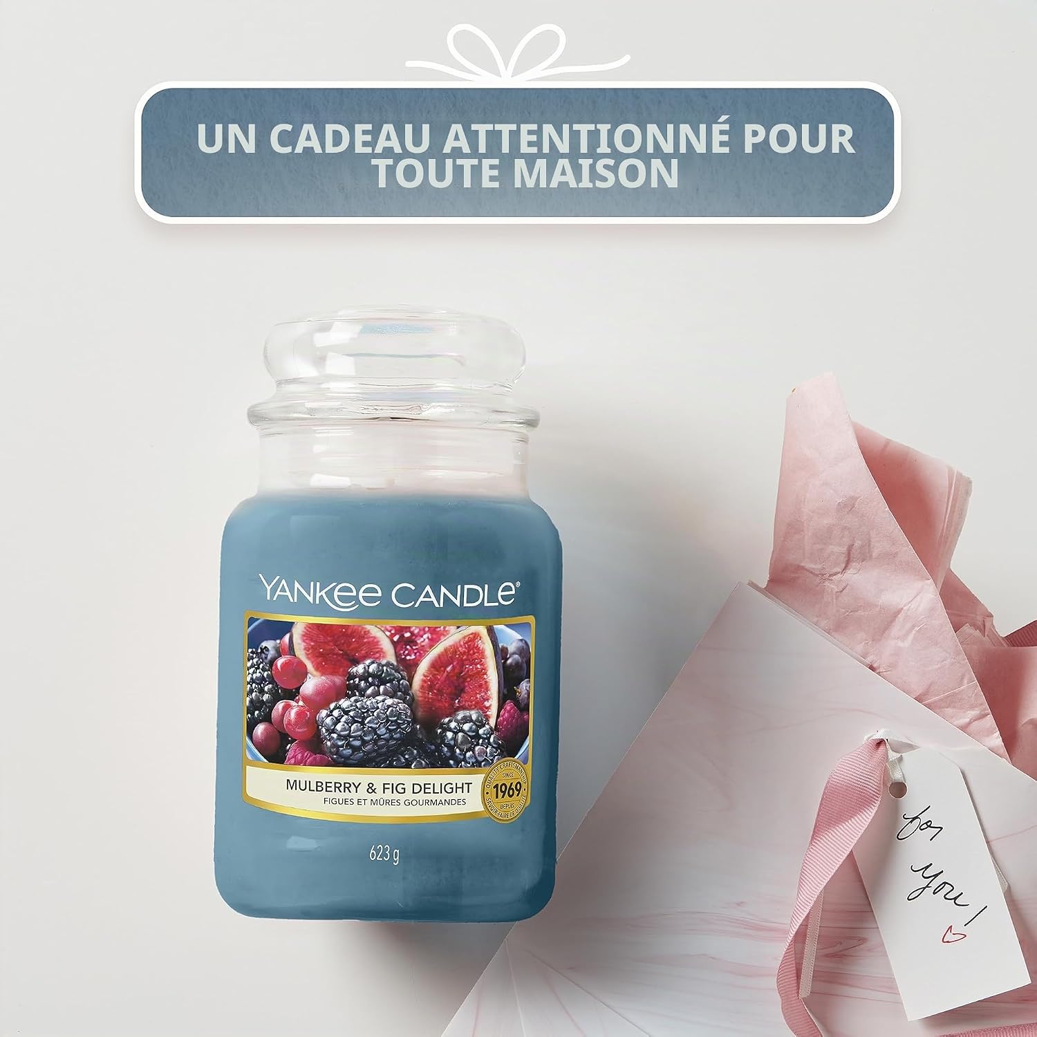 Detalle de Yankee Candle bougie parfumée Figues et mûres gourmandes – format jarre, longue durée