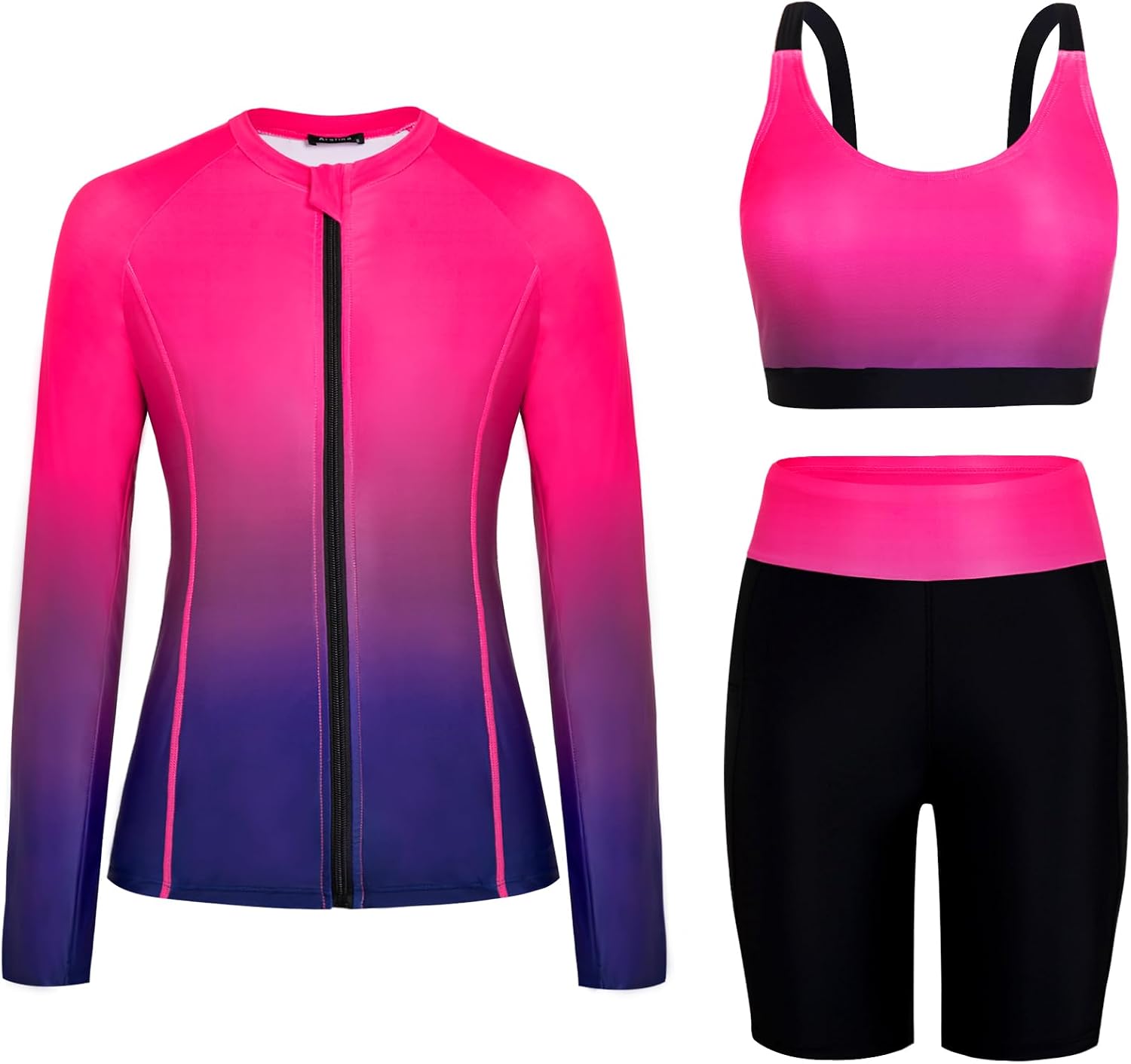 Detalle 2 de Arolina Womens Rash Guard Long Sleeve Swim Shirts Swimsuit 2026 with Shorts & Pockets