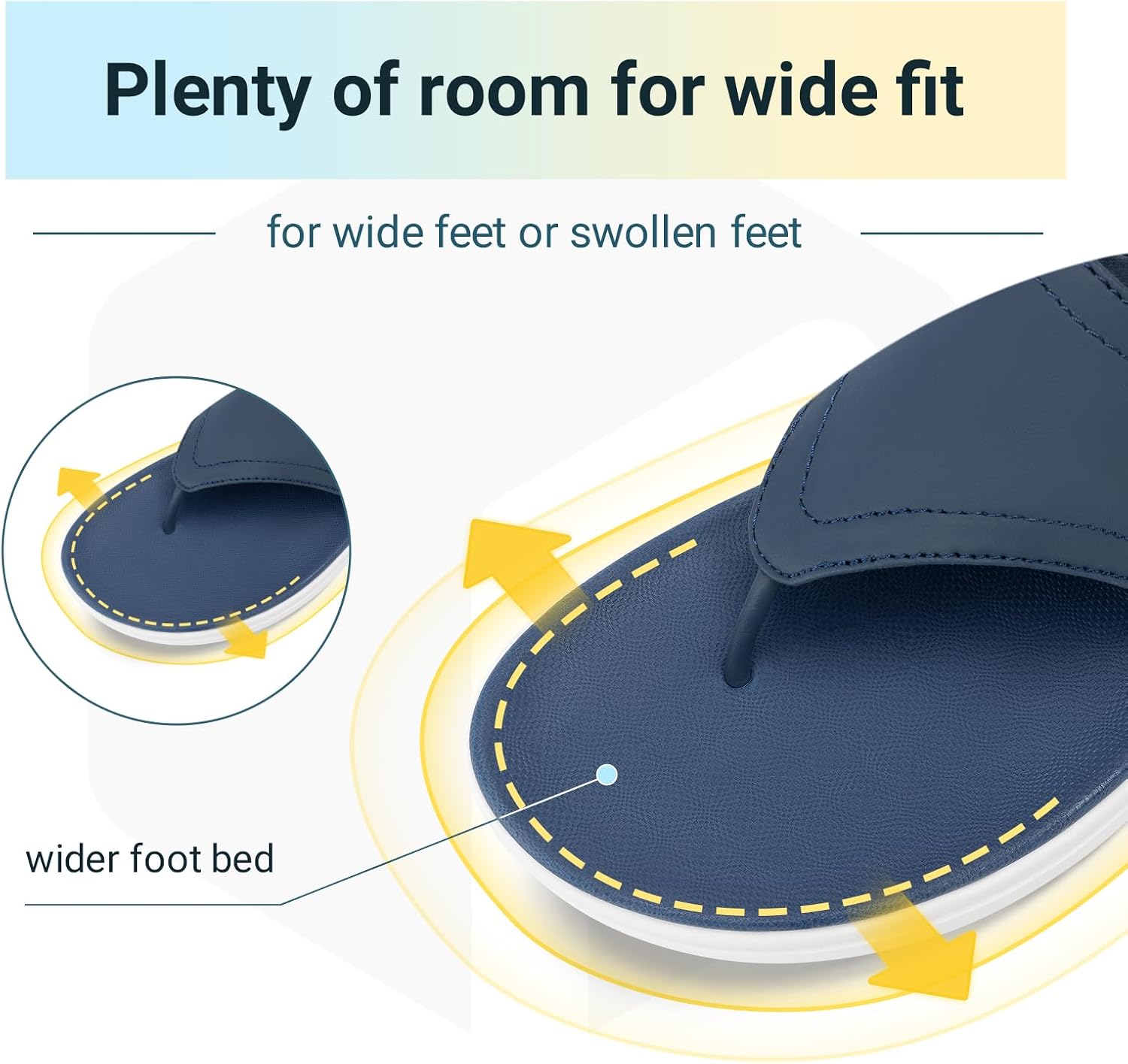 Detalle de FitVille Women's Wide Fit Flip Flops with Arch Support and Non-Slip Wedge Sole