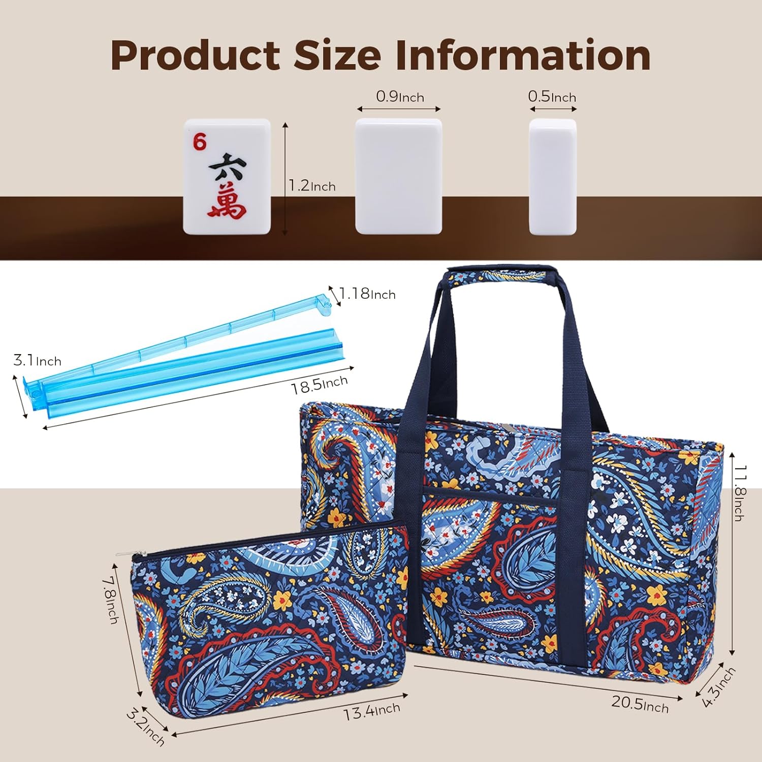 Detalle de Kyerlish American Mahjong - Complete 166-Tile Set with Navy Printed Carrying Bag and All-in-One Racks