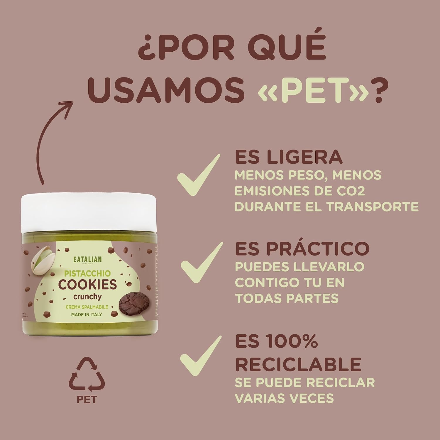 Detalle de EATALIAN by AMZ BETTER Crema de Pistacho y Galleta 🍪 200g