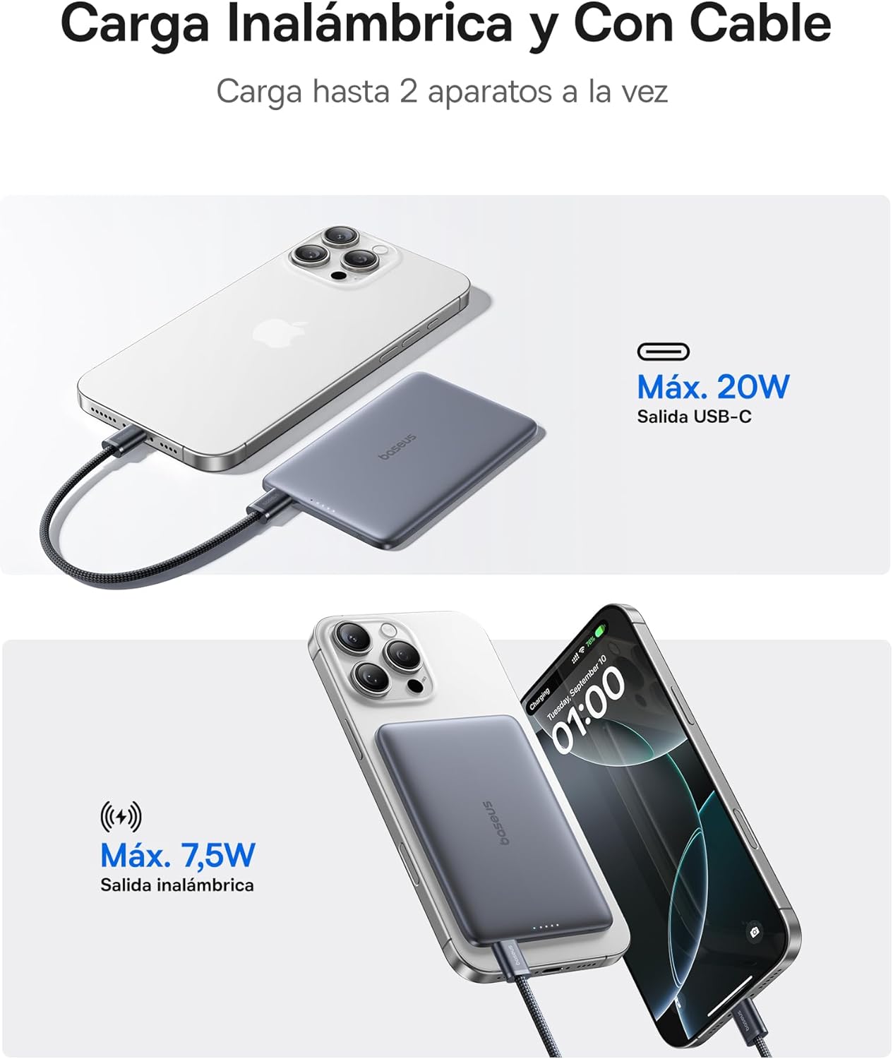 Thumbnail 4 de Baseus Picogo AM41 Power Bank ⚡ 5000mAh, MagSafe, PD 20W, Portátil