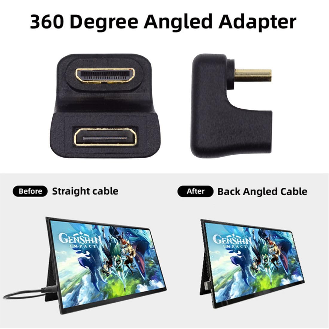 Detalle de chenyang Mini HDMI 1.4 Port Saver – 360° U-förmiger Downward-Verlängerungsadapter