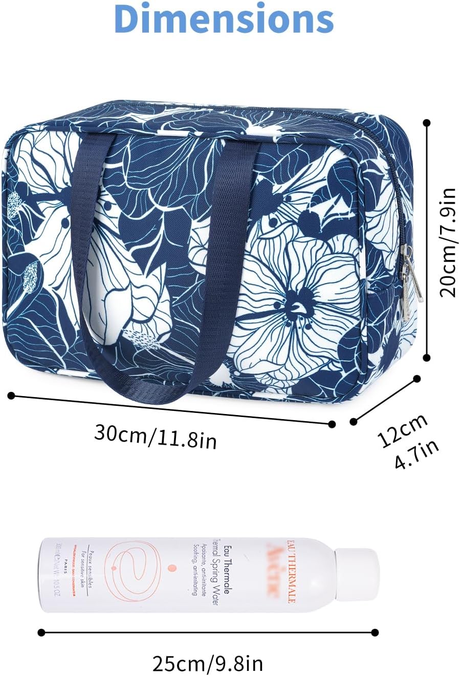 Detalle de Narwey Large Toiletry Bag (30 x 20 x 12 cm) with Handles – Portable Wash & Makeup Organiser