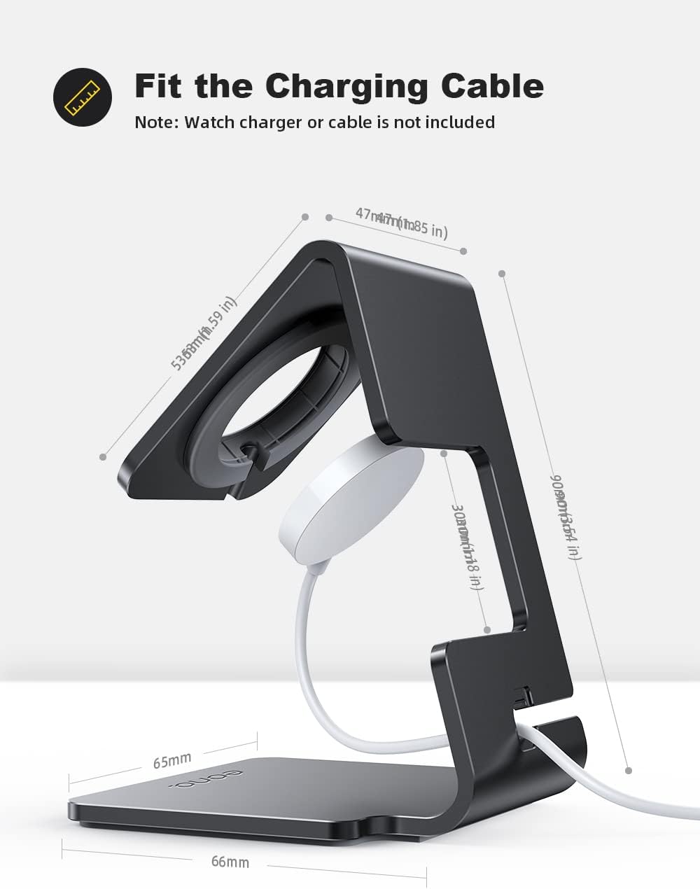 Detalle 1 de Lamicall Apple Watch charging stand, aluminium alloy