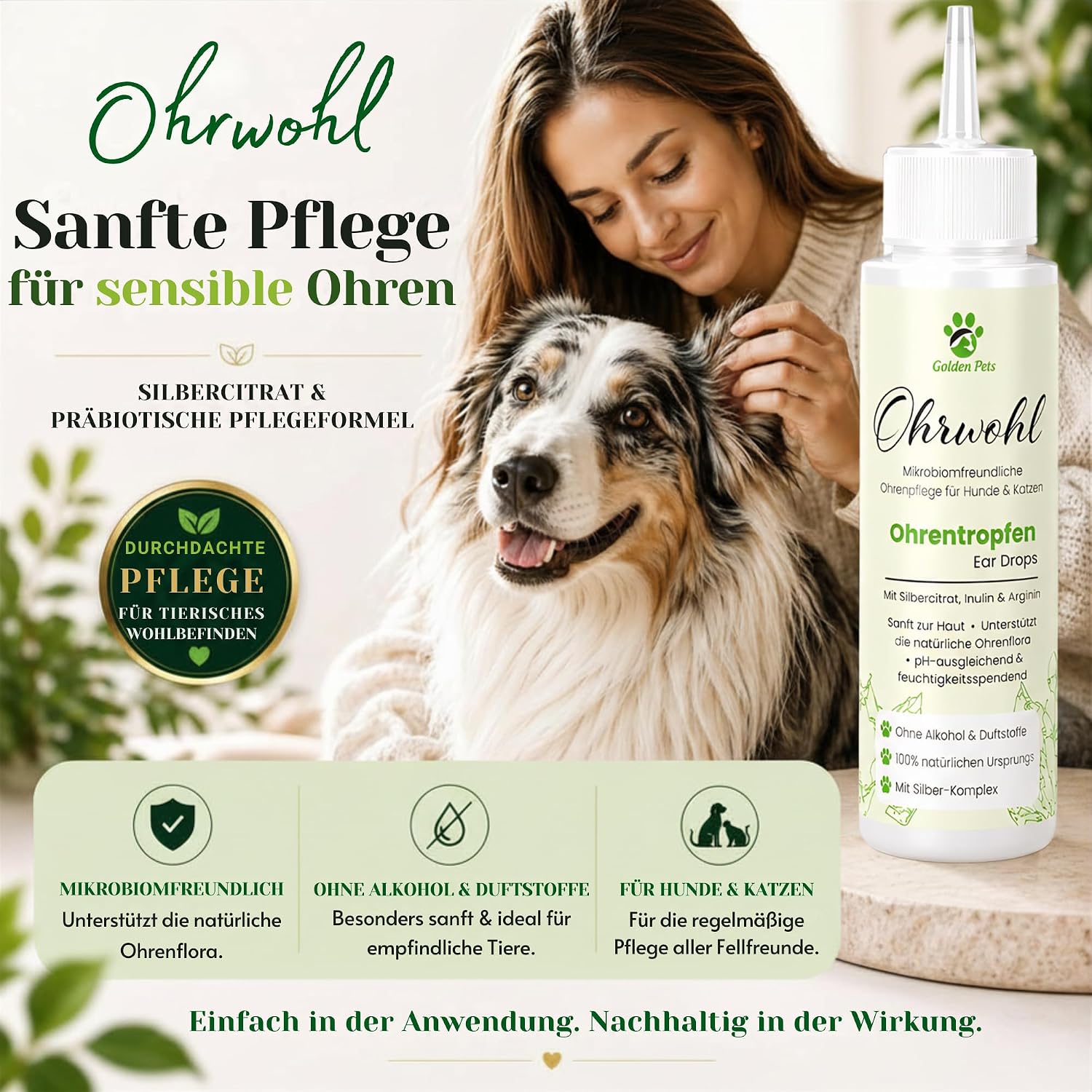 Detalle 2 de Golden Pets Ohrentropfen 50 ml für Hunde & Katzen