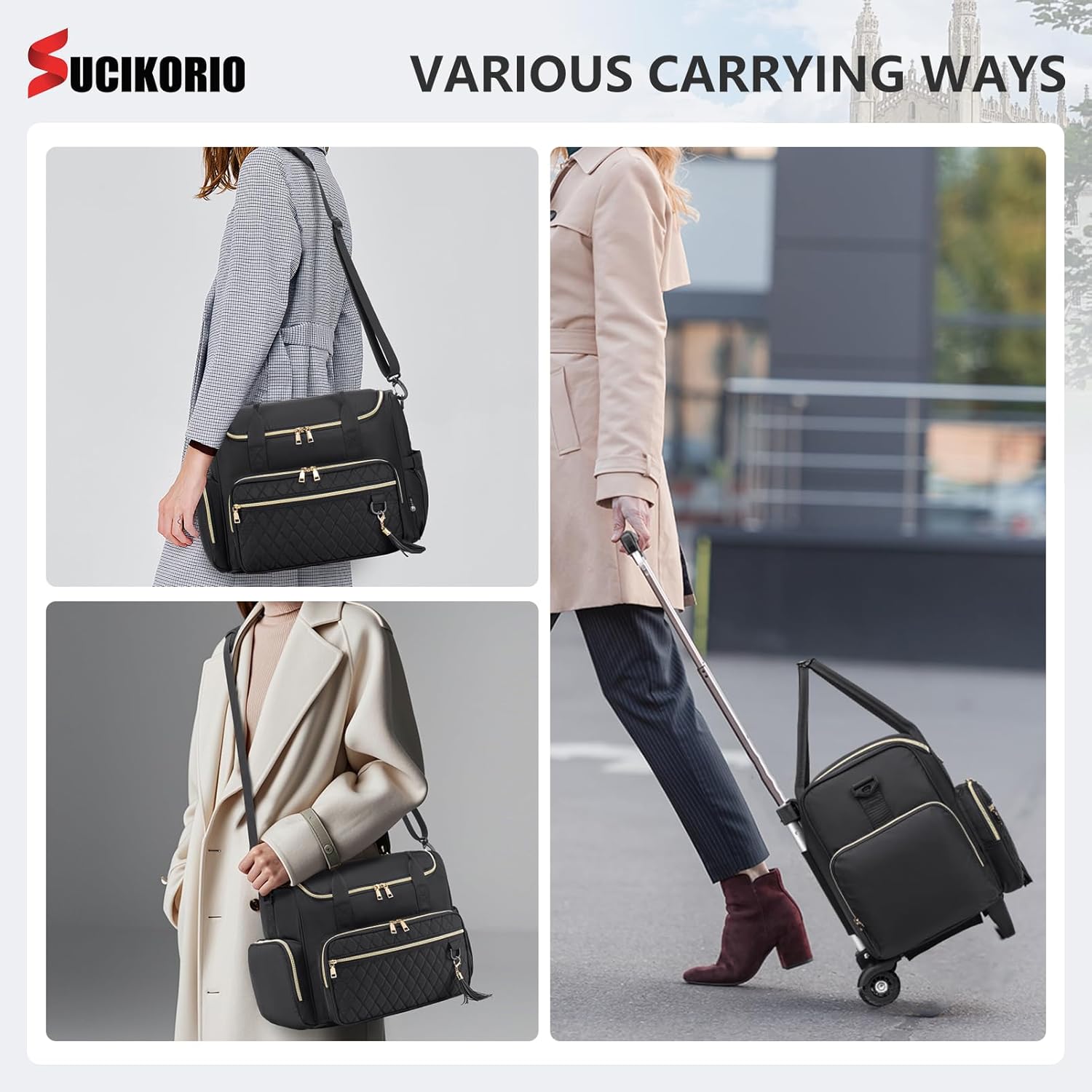 Thumbnail 6 de SUCIKORIO Laptoptasche 17 Zoll mit Rollen – Lehrertasche, Business Koffer aus Oxford, wasserdicht