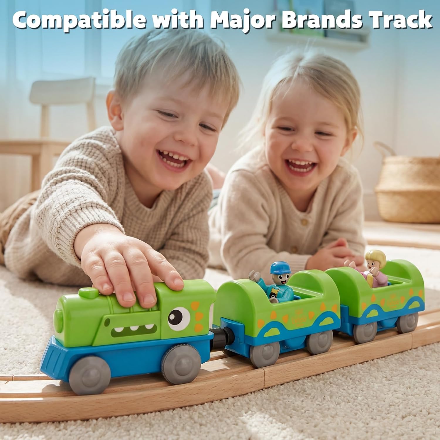 Detalle 2 de Lehoo Castle Motorized Train for Wooden Track – Dinosaur Theme
