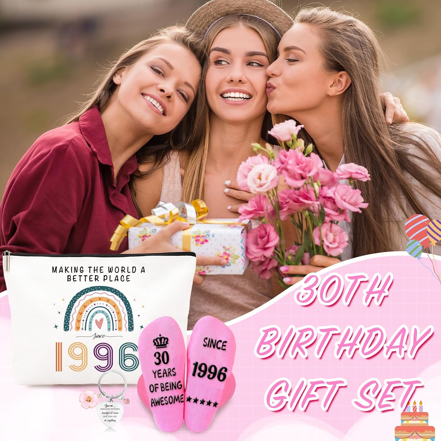 Thumbnail 4 de 11th Birthday Gifts for Girls Set: Cute Makeup Bag, Funny Socks & Inspirational Keychain (3PCS) for Daughters, Granddaughters or Nieces