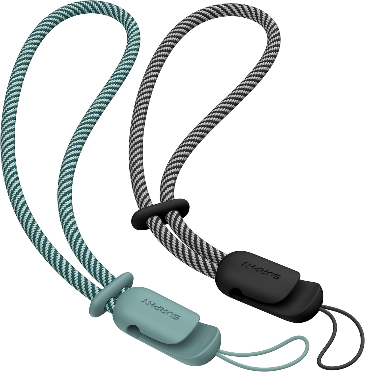 Detalle de SURPHY Black & Green Braided Nylon Phone Wrist Lanyard, 2-Pack