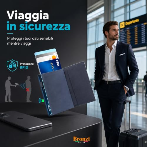 Detalle de Bronzi Portafoglio Uomo Slim Piccolo con protezione RFID – design italiano
