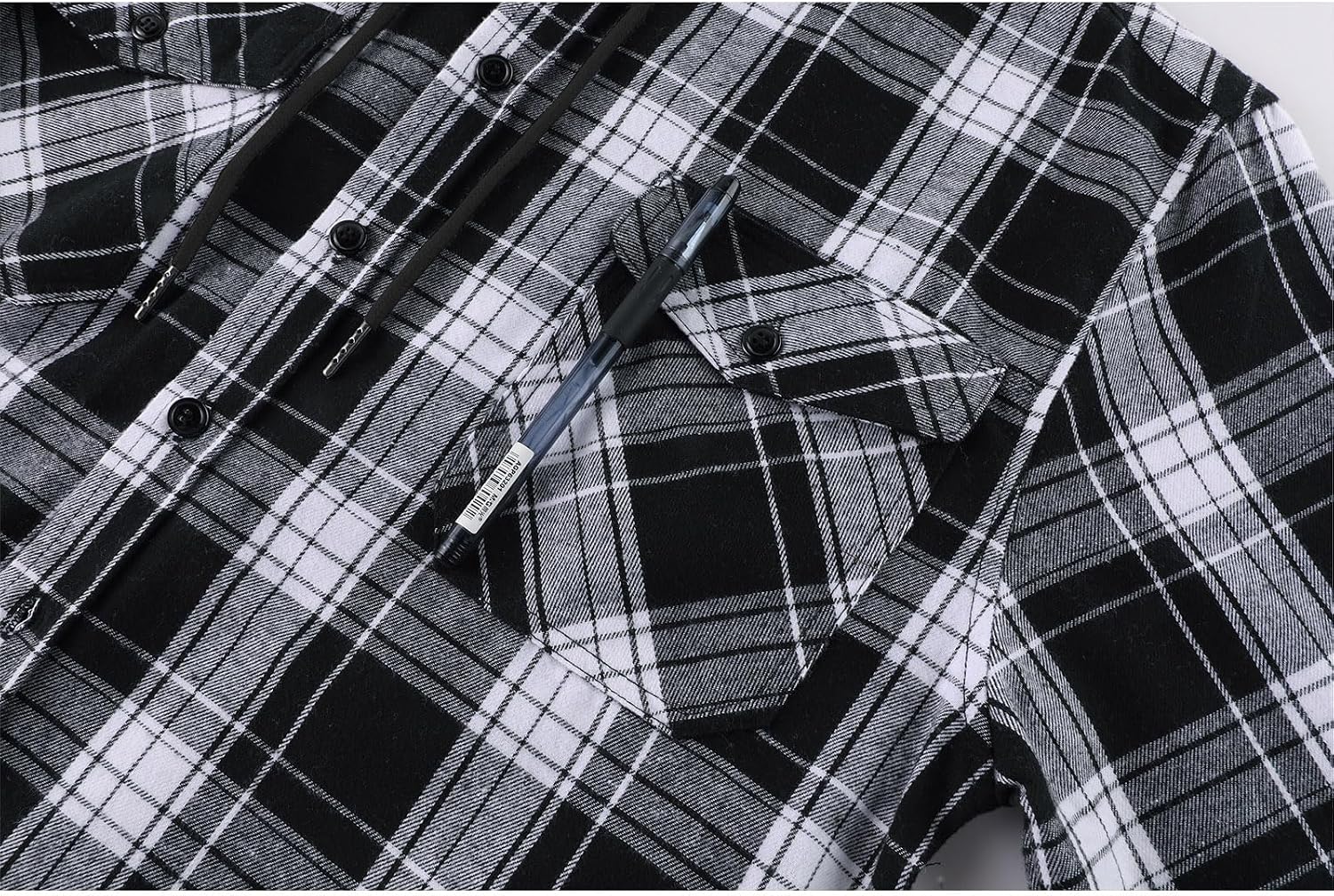 Thumbnail 5 de ZITY Men's Flannel Hoodie Plaid Shirt